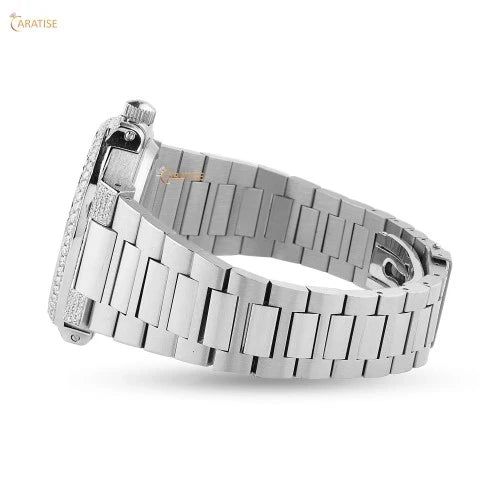 4.11 TDW Round Cut Diamond Watch | Stainless Steel | Ethical Moissanite Diamond Watch | Engagement Gift For Him | EF-VS Color