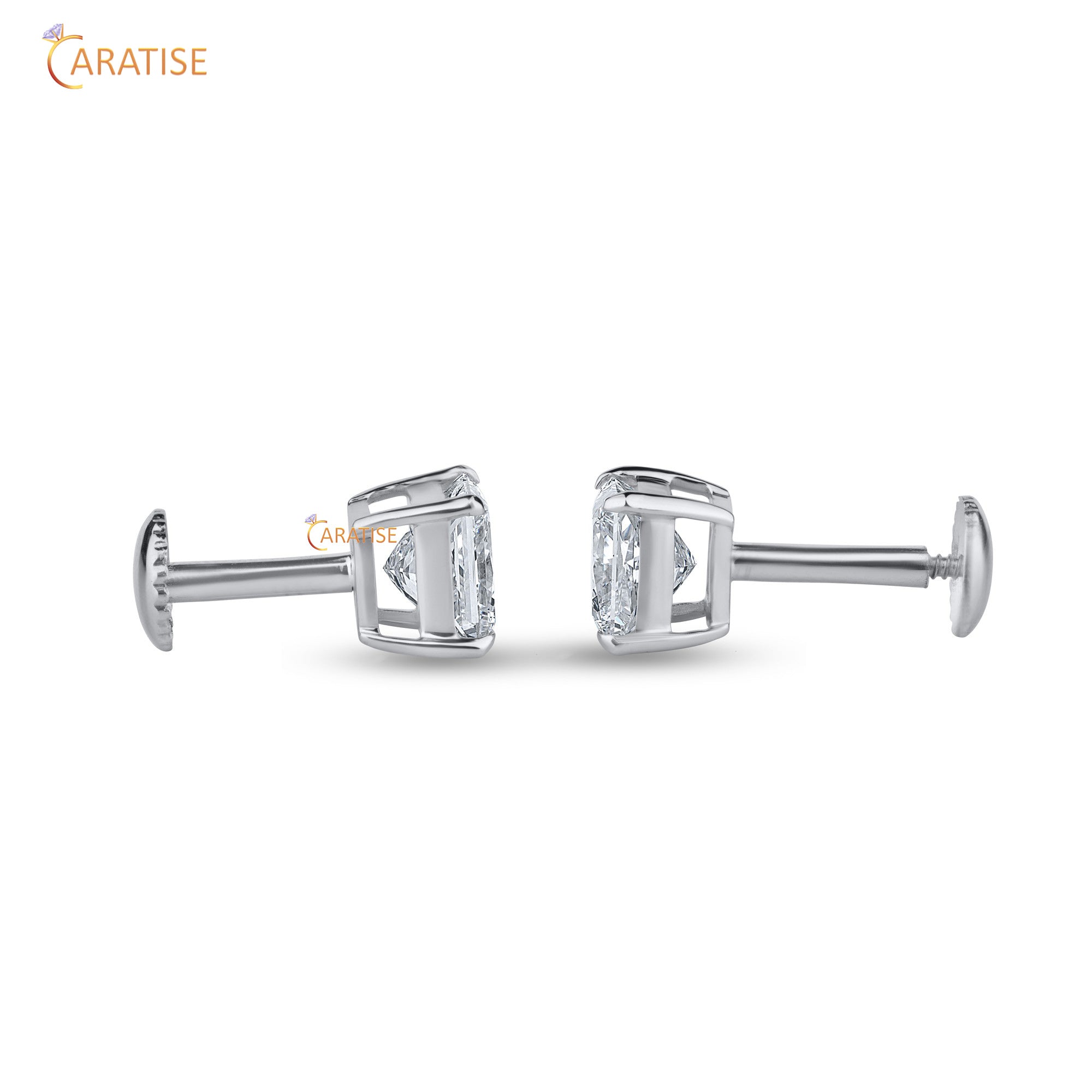 2.00 TDW Princess Cut Moissanite Diamond Stud Earring 925 Silver