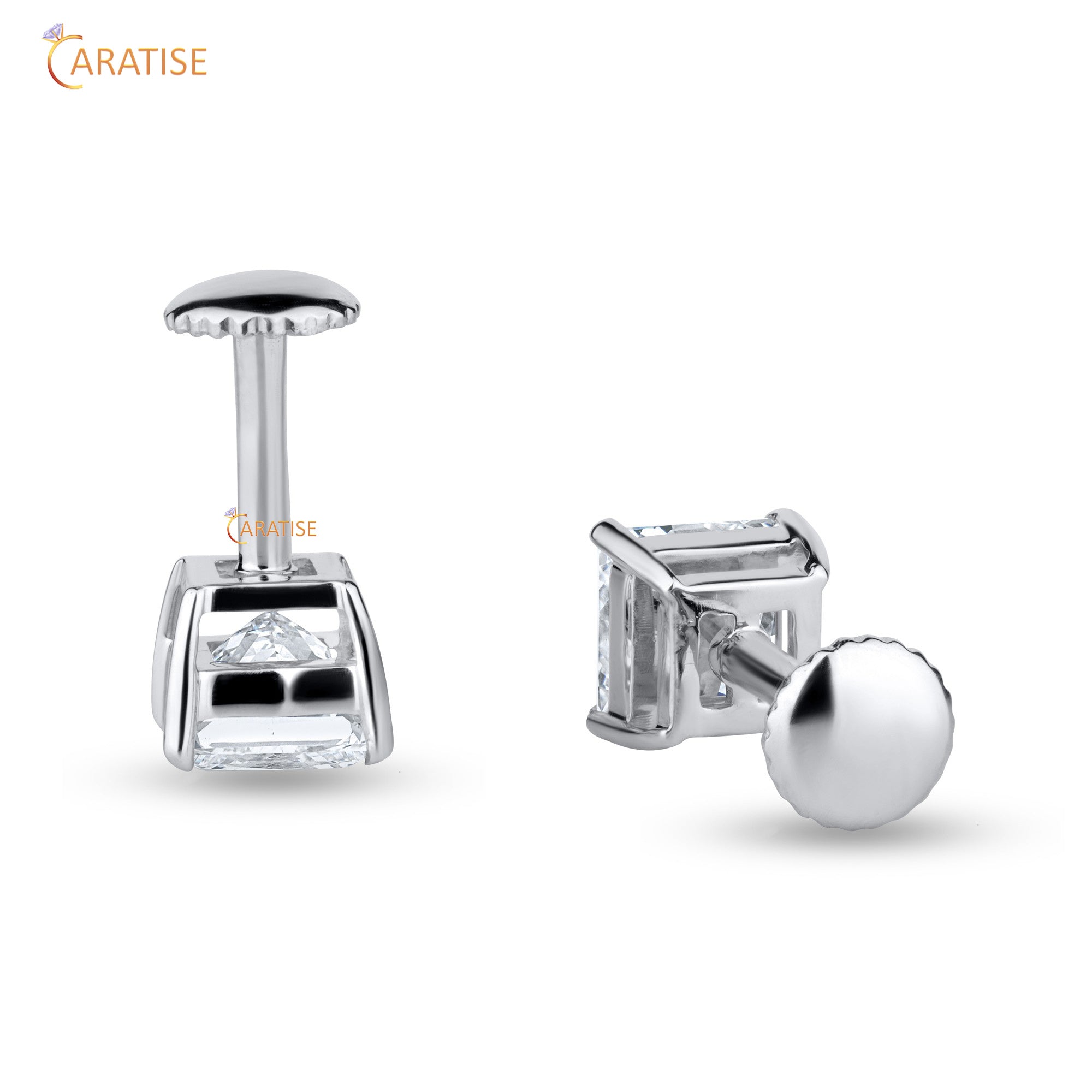 2.00 TDW Princess Cut Moissanite Diamond Stud Earring 925 Silver