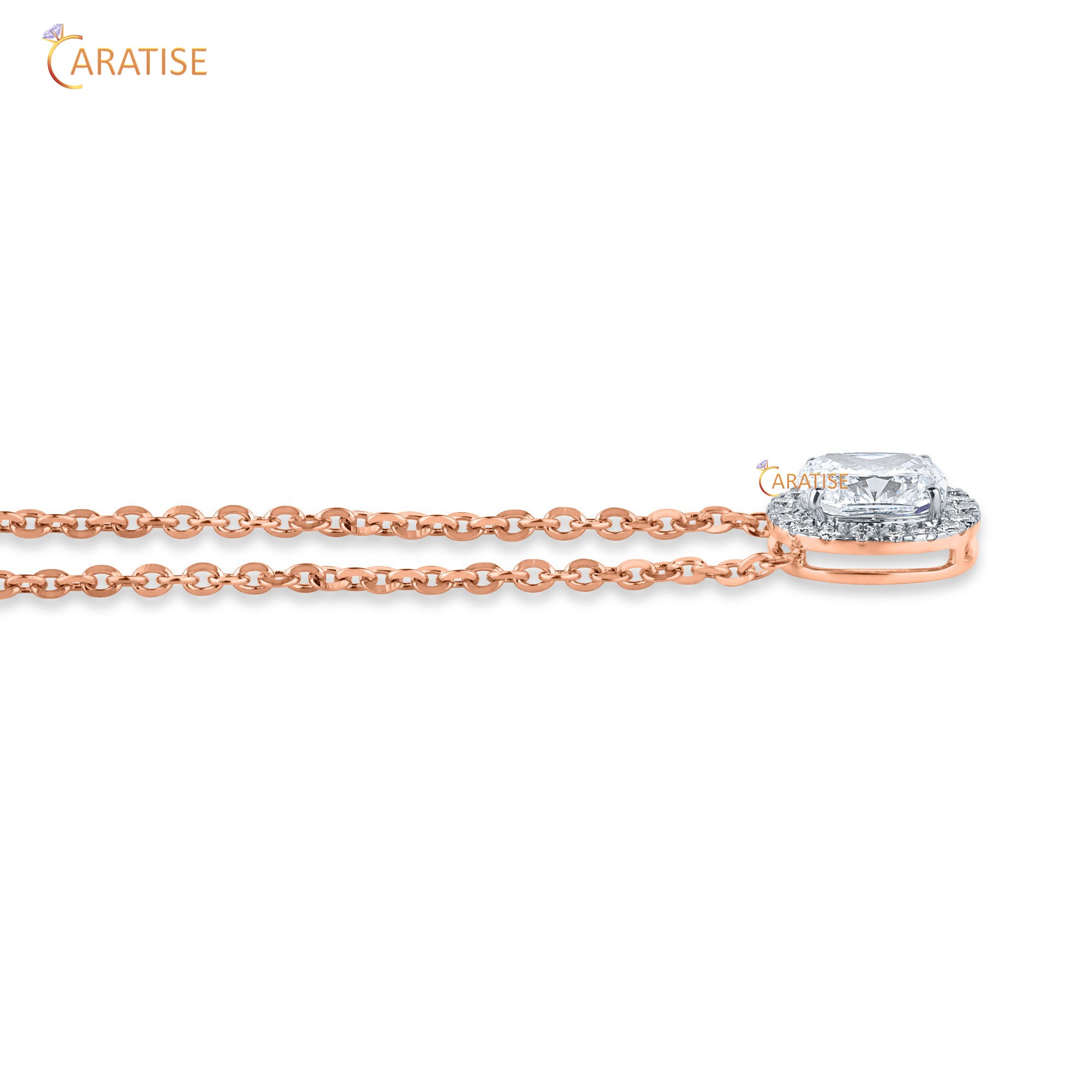 2.01 TDW Round & Cushion Cut Diamond Custom Pendant 925 Silver