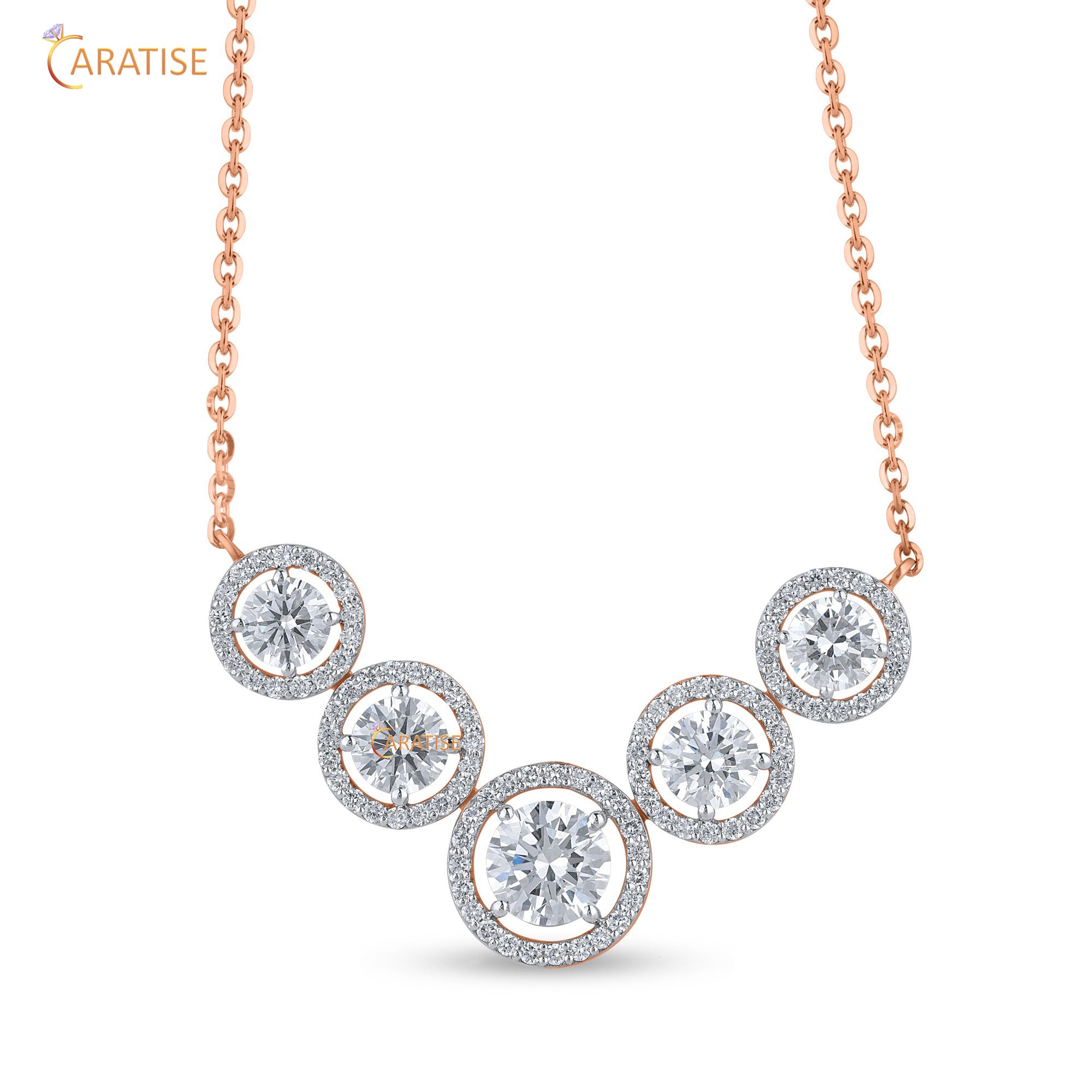 4.14 TDW Round Cut Moissanite Diamond Custom Pendant With Chain 925 Silver