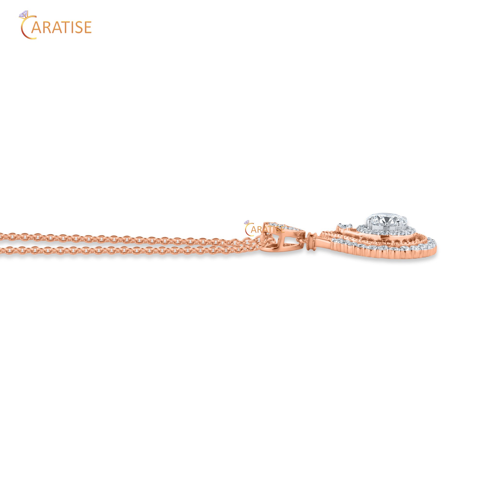 1.64 TDW Round Cut Moissanite Diamond Custom Pendant With Chain 925 Silver