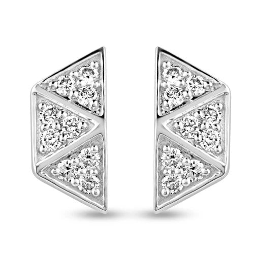 0.216 TDW Round Cut Diamond Earring 925 Silver
