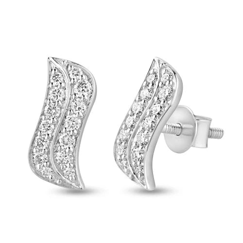 0.31 TDW Round Cut Diamond Earring 925 Silver