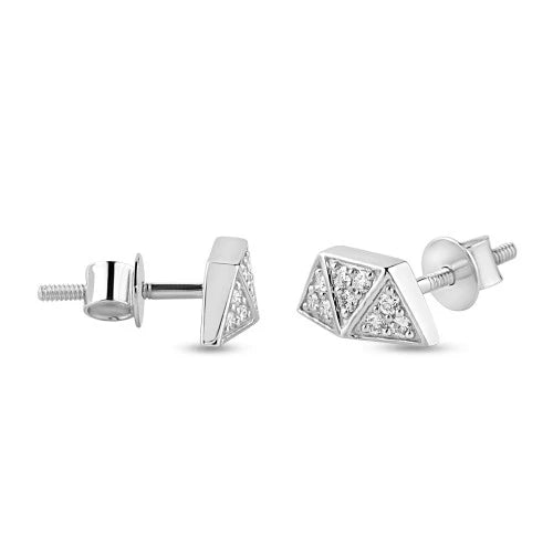 0.216 TDW Round Cut Diamond Earring 925 Silver