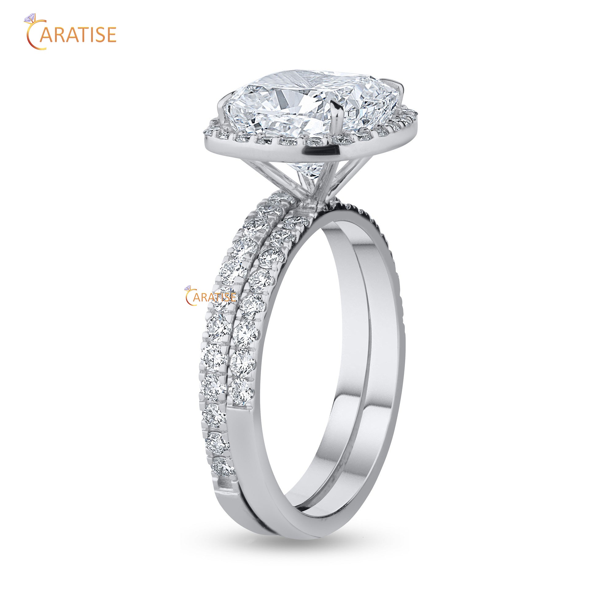 1.84 TDW Cushion & Round Cut Diamond Women's Ring with Band 925 Silver