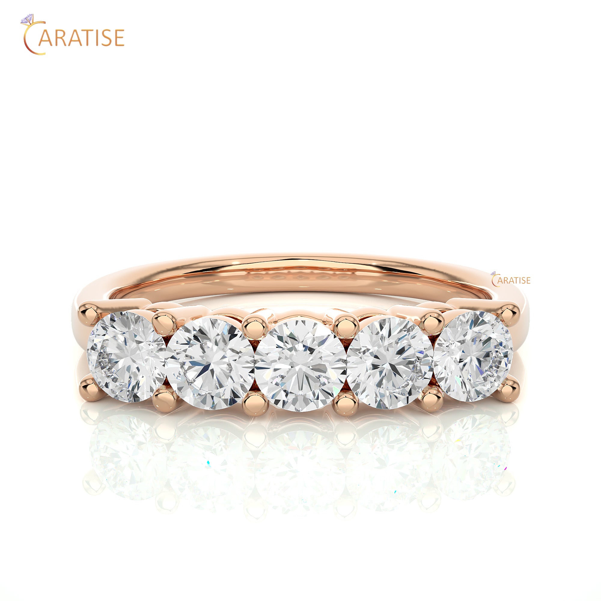 0.52 TDW Round Cut Moissanite Diamond Band Ring 925 Silver