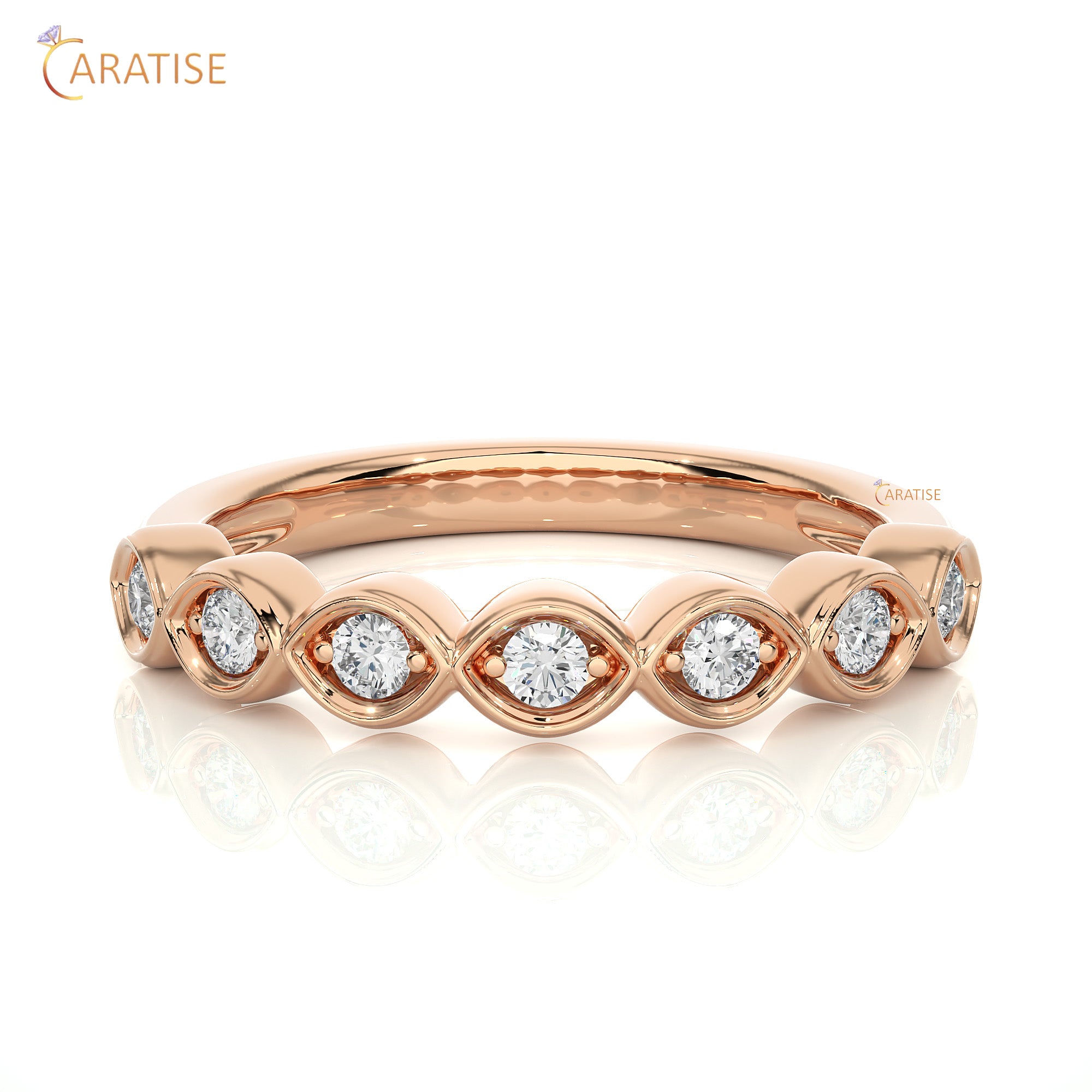 0.21 TDW Round Cut Moissanite Diamond Band Ring 925 Silver