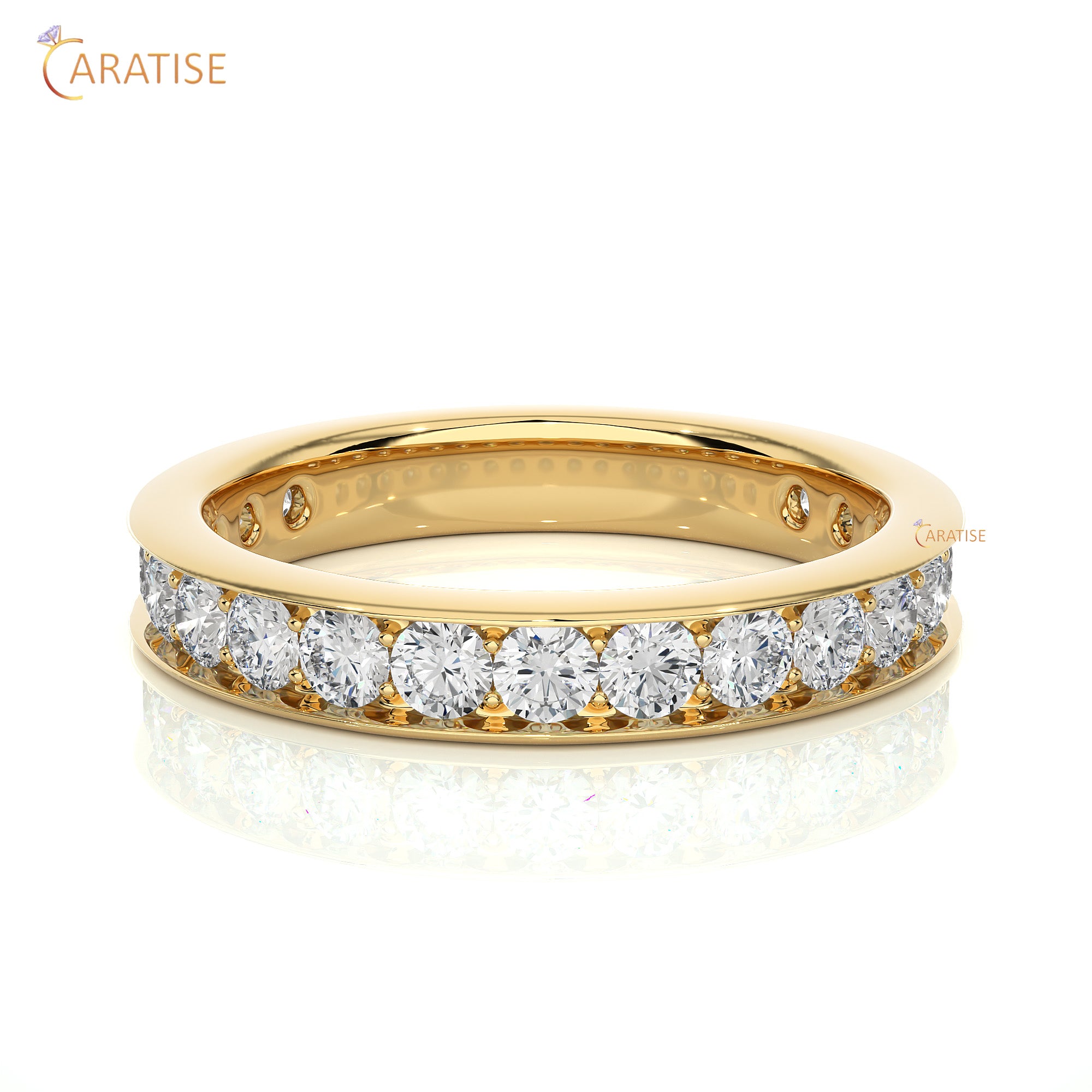 1.12 TDW Round Cut Moissanite Diamond Band Ring 925 Silver