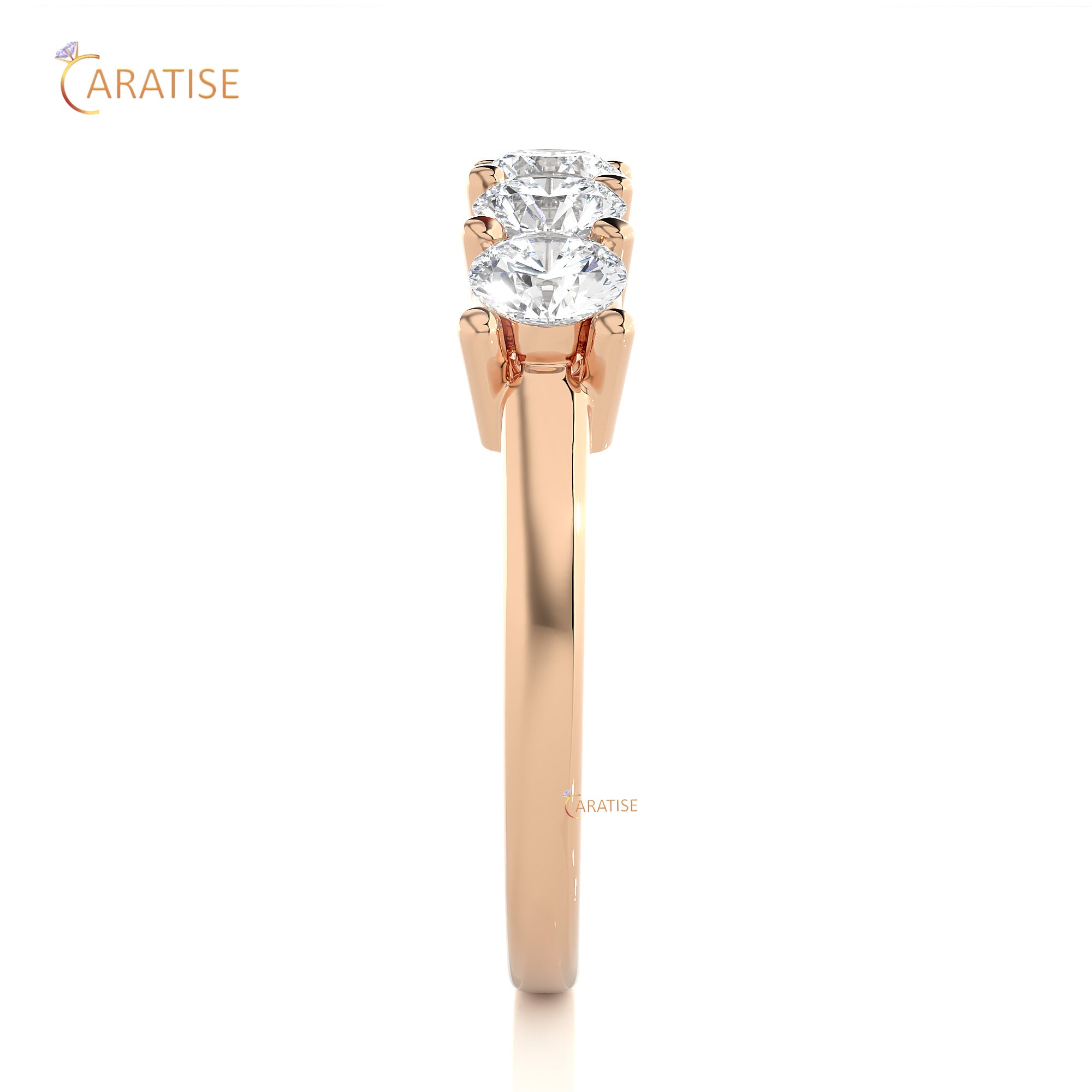 0.52 TDW Round Cut Moissanite Diamond Band Ring 925 Silver