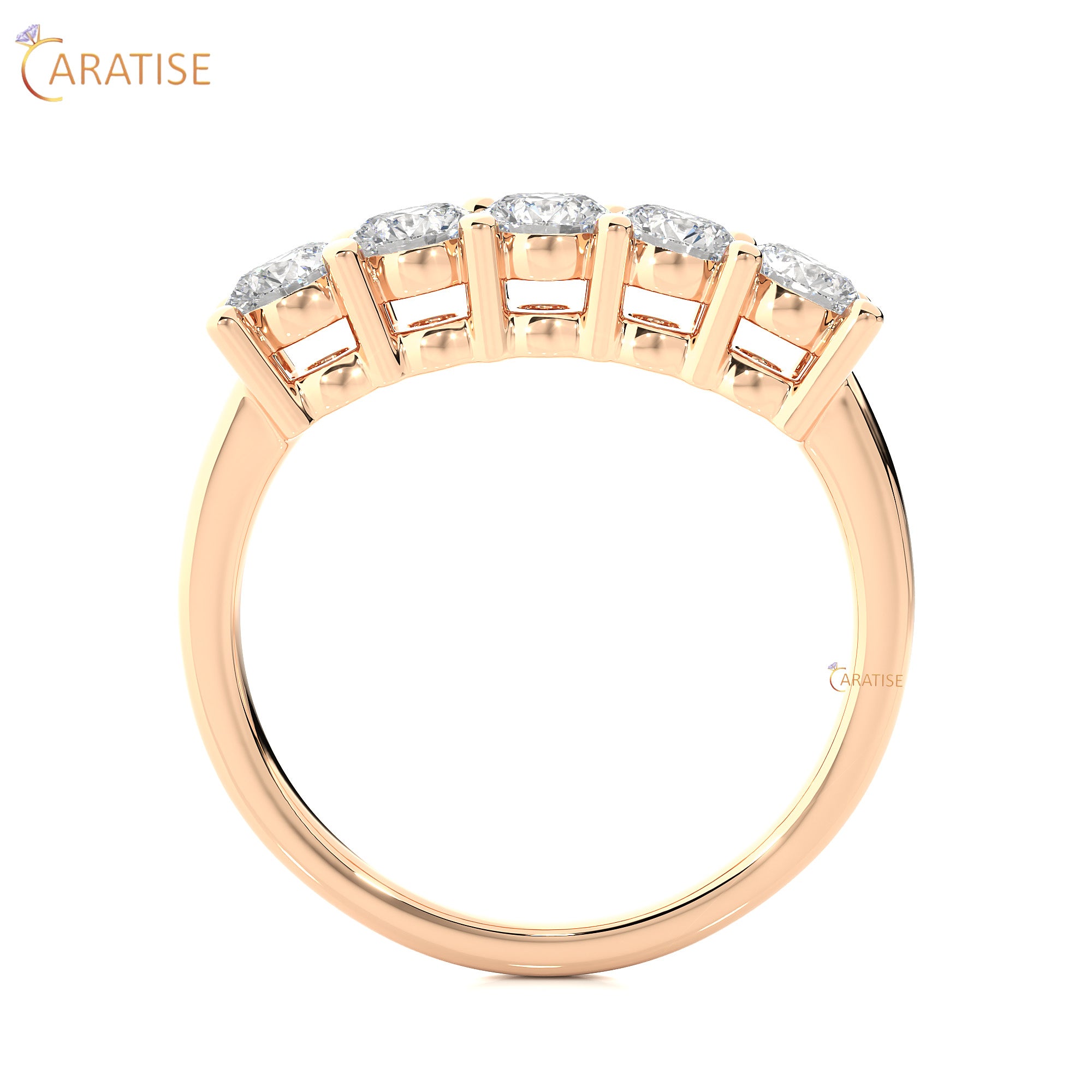 0.52 TDW Round Cut Moissanite Diamond Band Ring 925 Silver