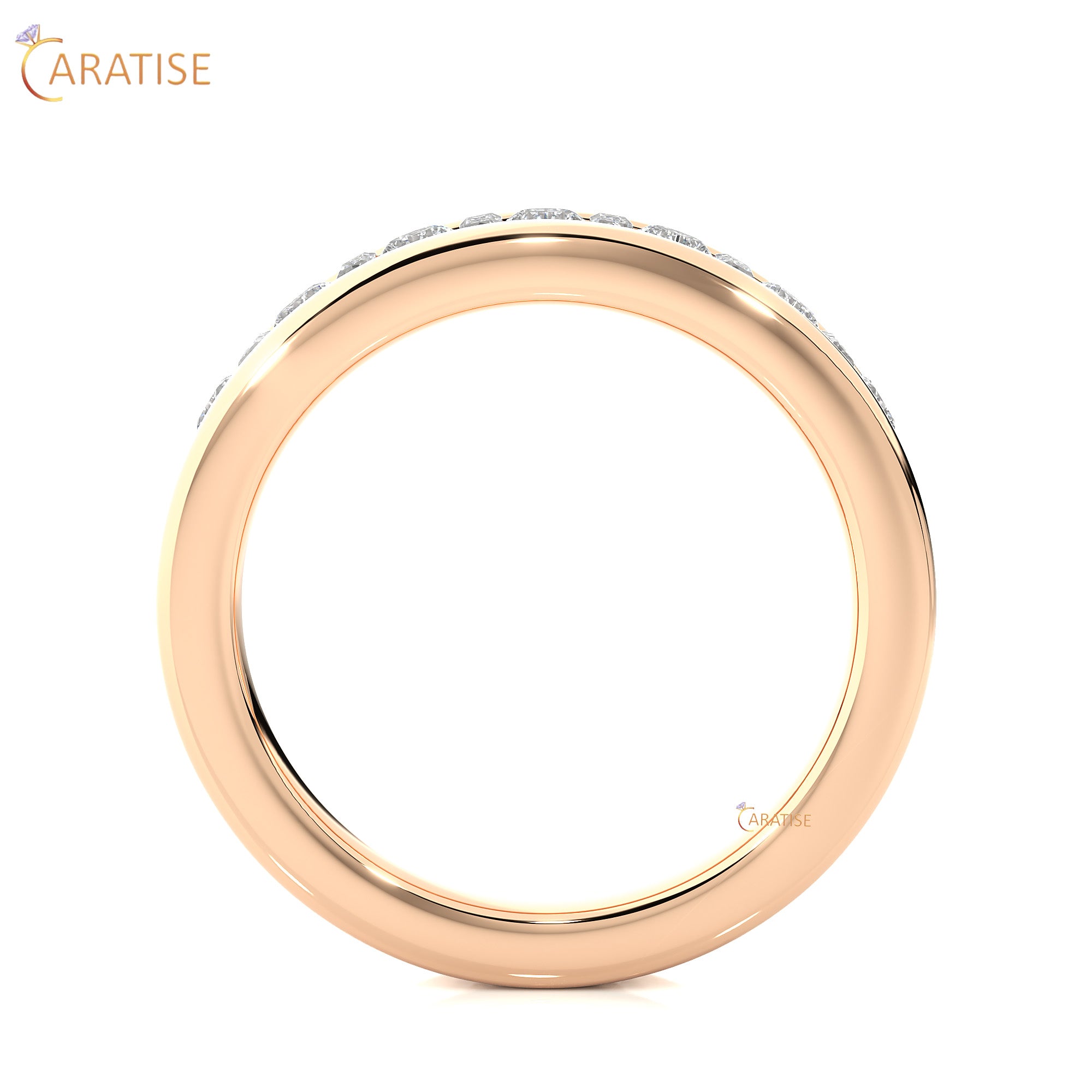 0.52 TDW Round & Baguette cut Moissanite Diamond Band Ring 925 Silver