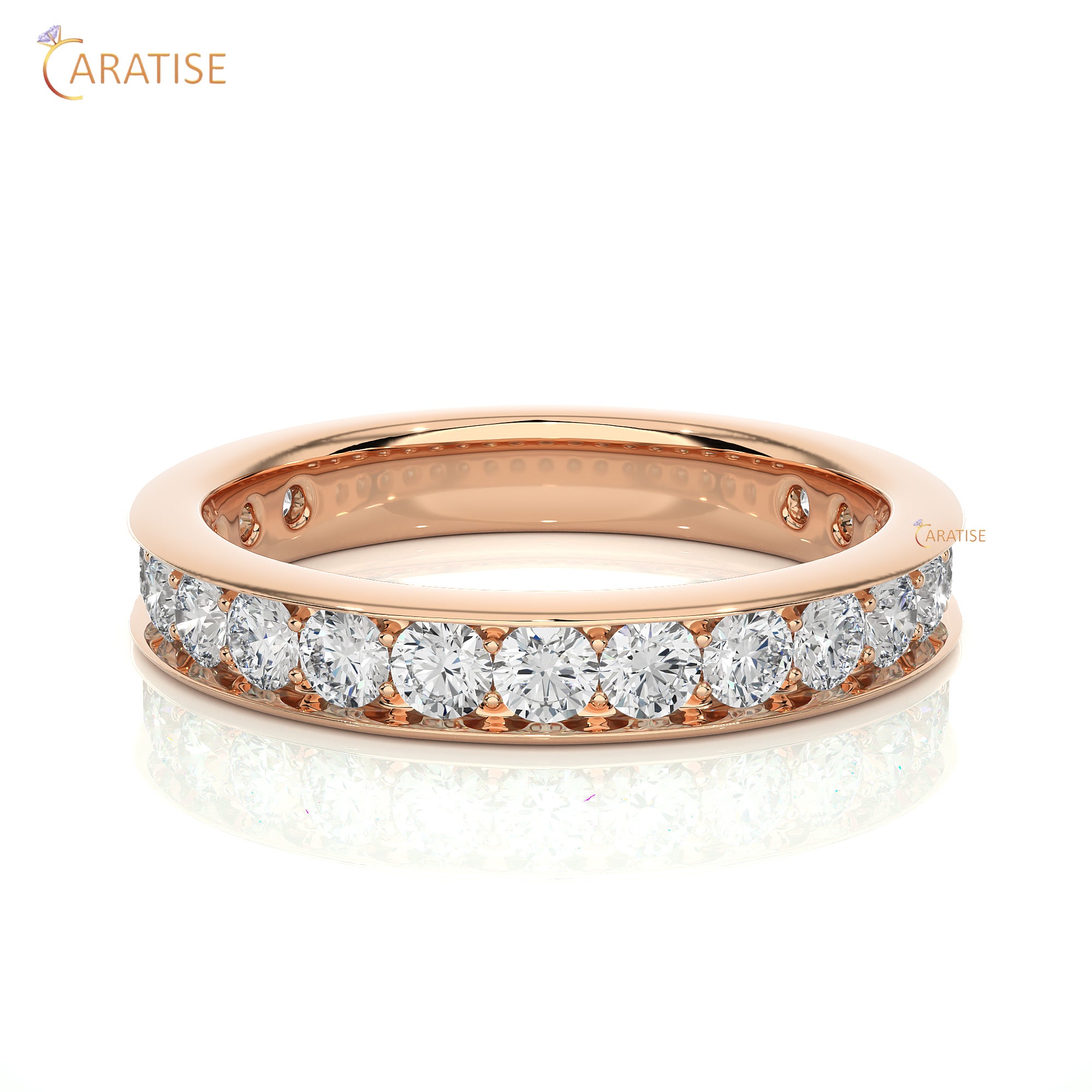 1.12 TDW Round Cut Moissanite Diamond Band Ring 925 Silver