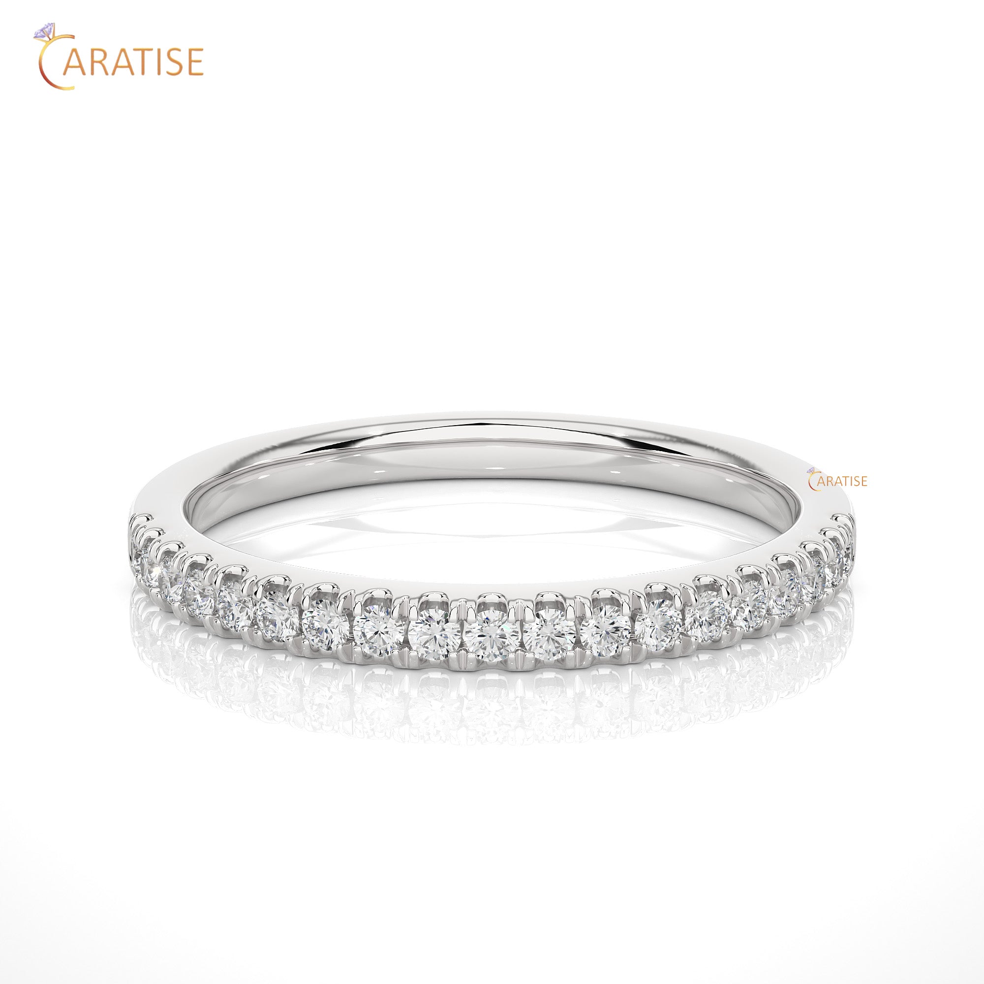 0.20 TDW Round Cut Moissanite Diamond Band Ring 925 Silver