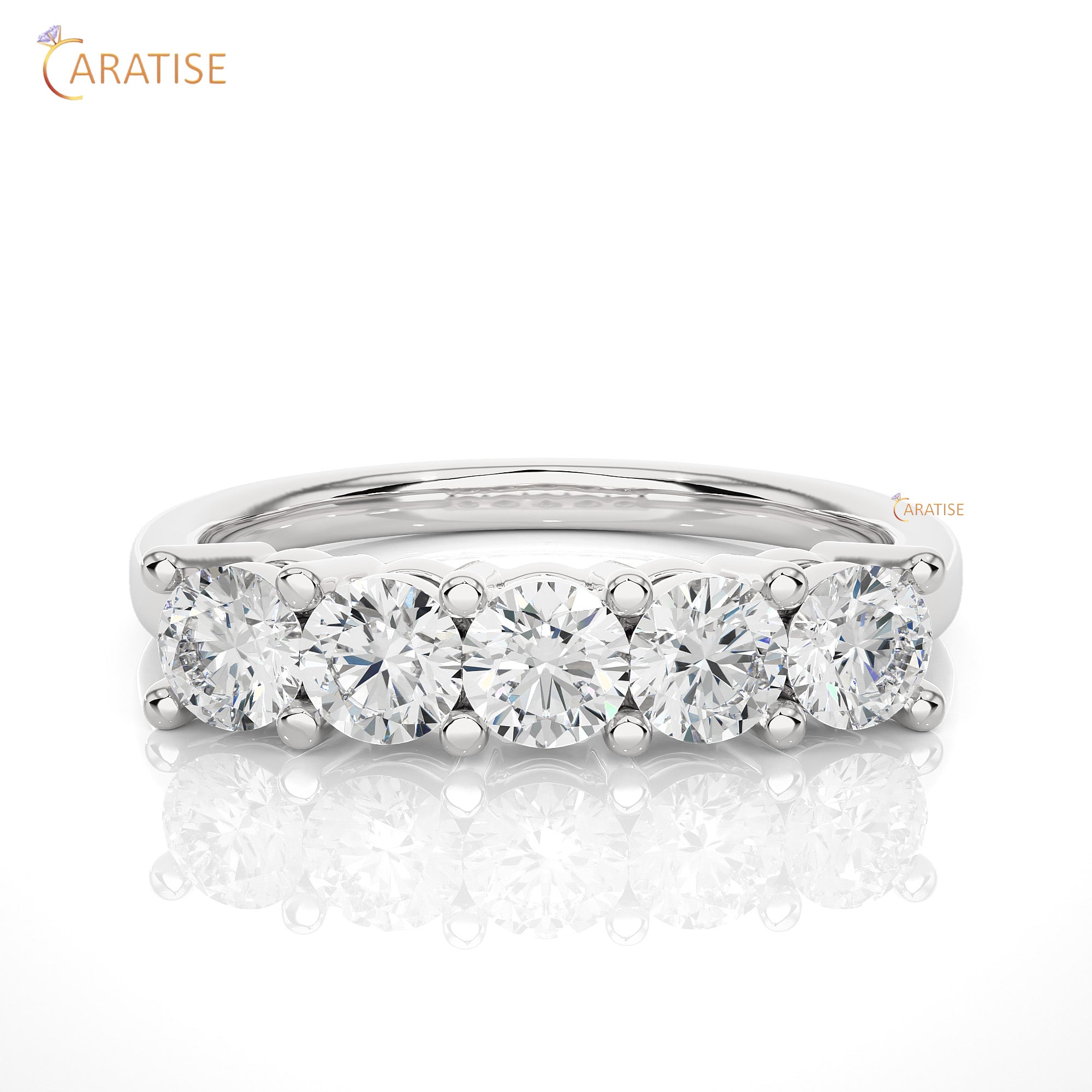 0.52 TDW Round Cut Moissanite Diamond Band Ring 925 Silver