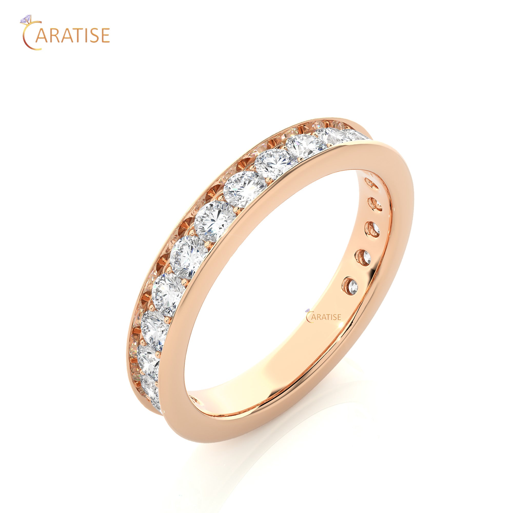 1.12 TDW Round Cut Moissanite Diamond Band Ring 925 Silver