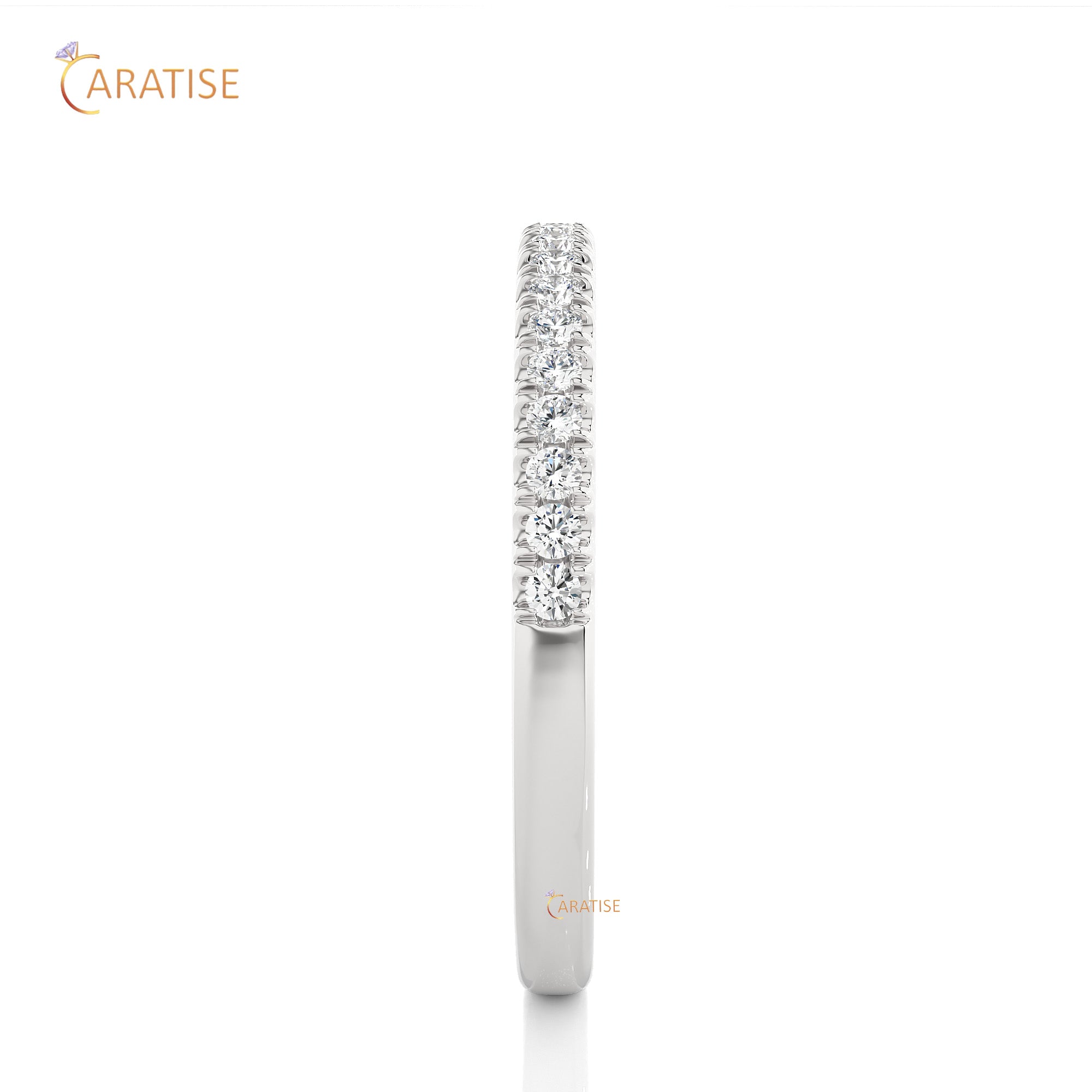 0.20 TDW Round Cut Moissanite Diamond Band Ring 925 Silver