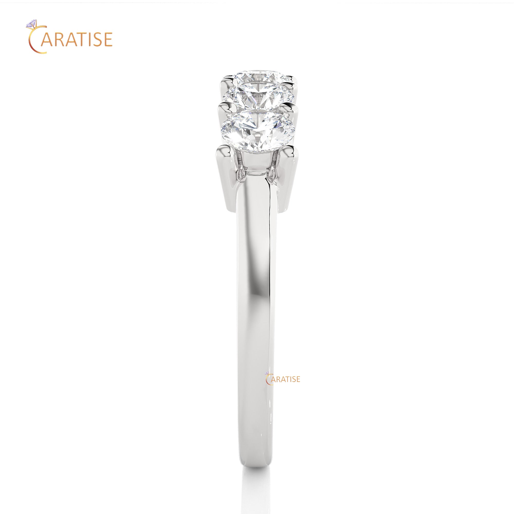 0.52 TDW Round Cut Moissanite Diamond Band Ring 925 Silver