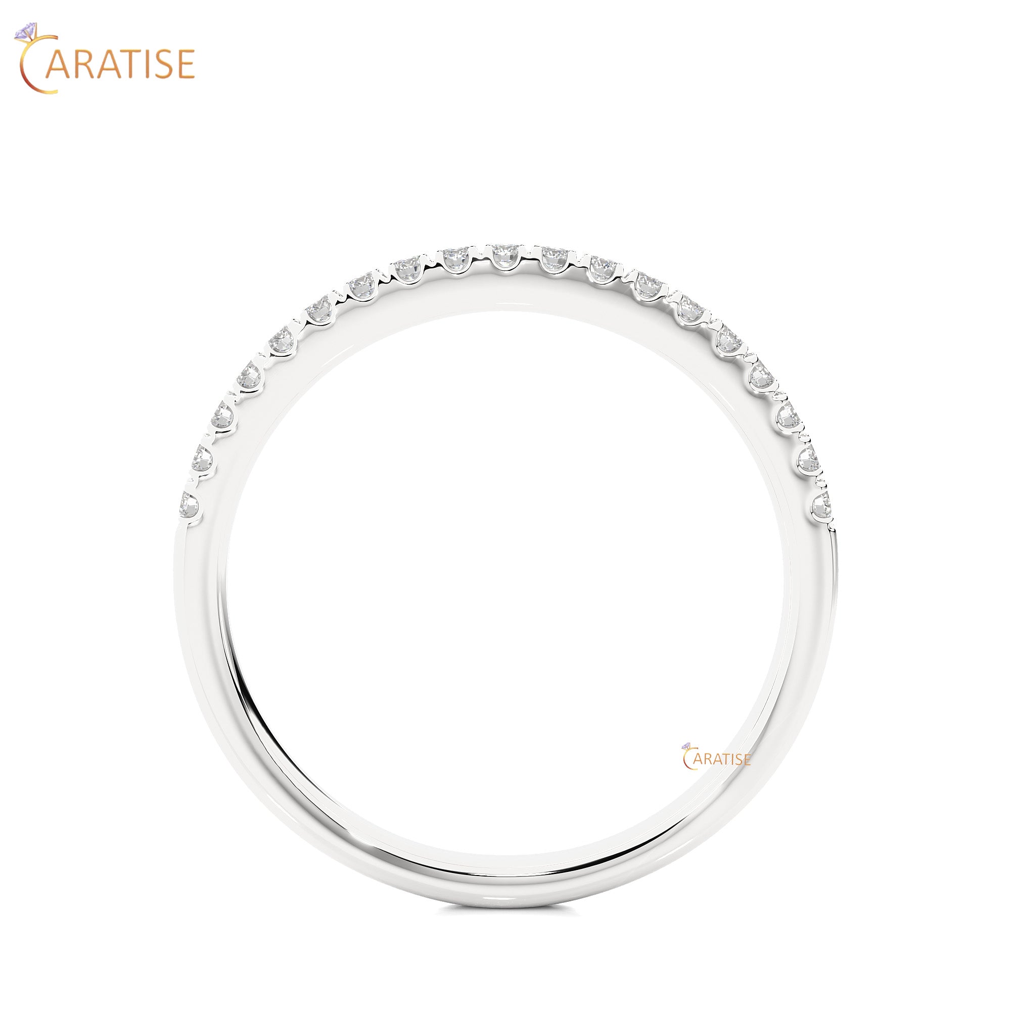 0.20 TDW Round Cut Moissanite Diamond Band Ring 925 Silver