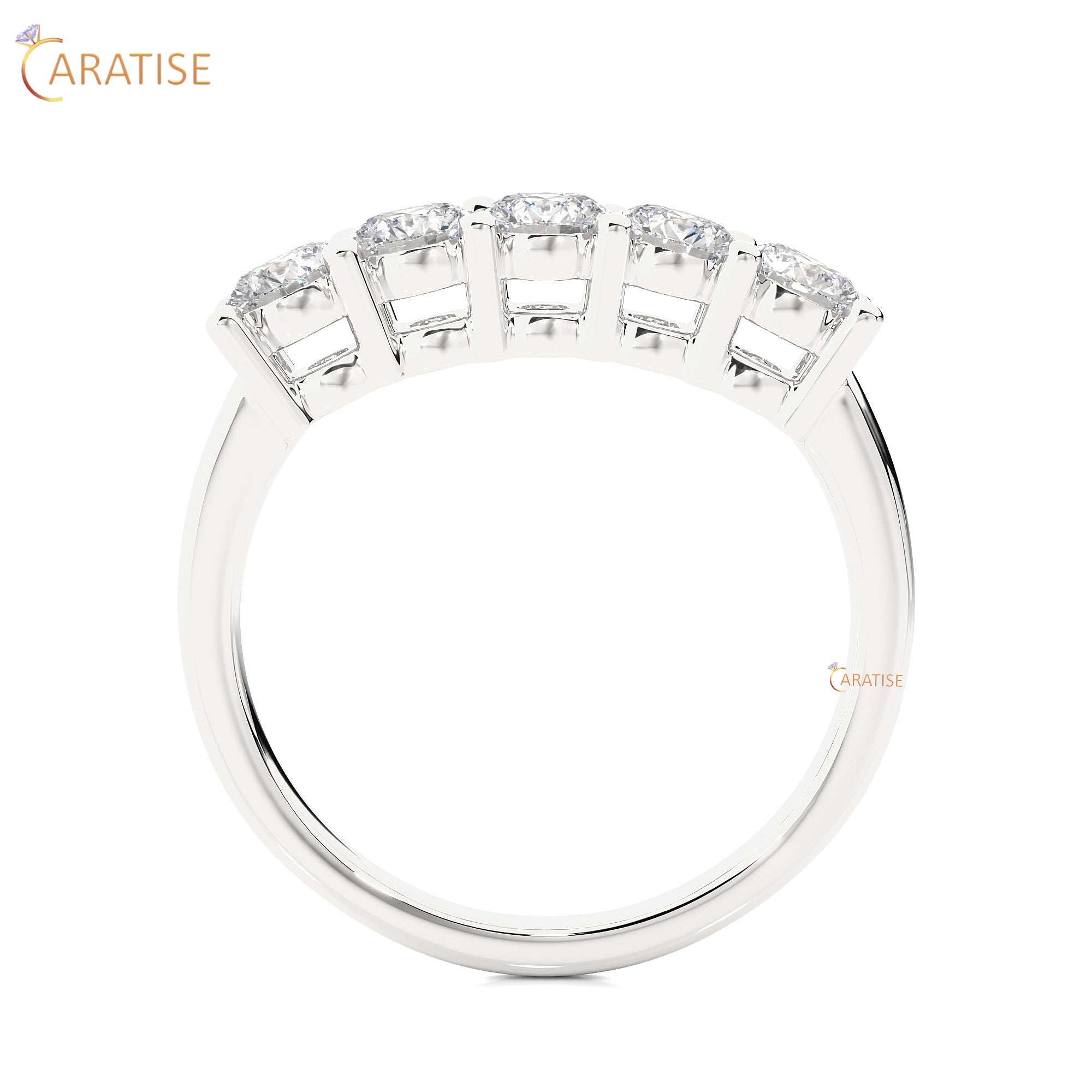 0.52 TDW Round Cut Moissanite Diamond Band Ring 925 Silver