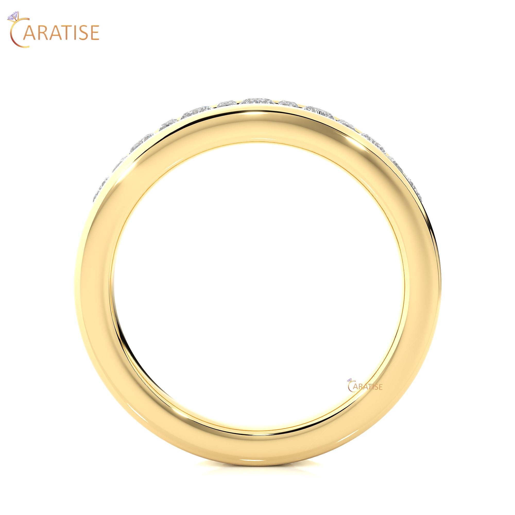 0.52 TDW Round & Baguette cut Moissanite Diamond Band Ring 925 Silver