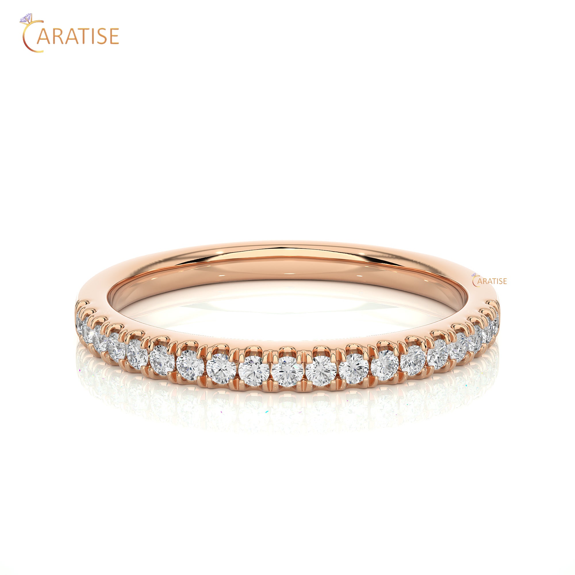 0.20 TDW Round Cut Moissanite Diamond Band Ring 925 Silver