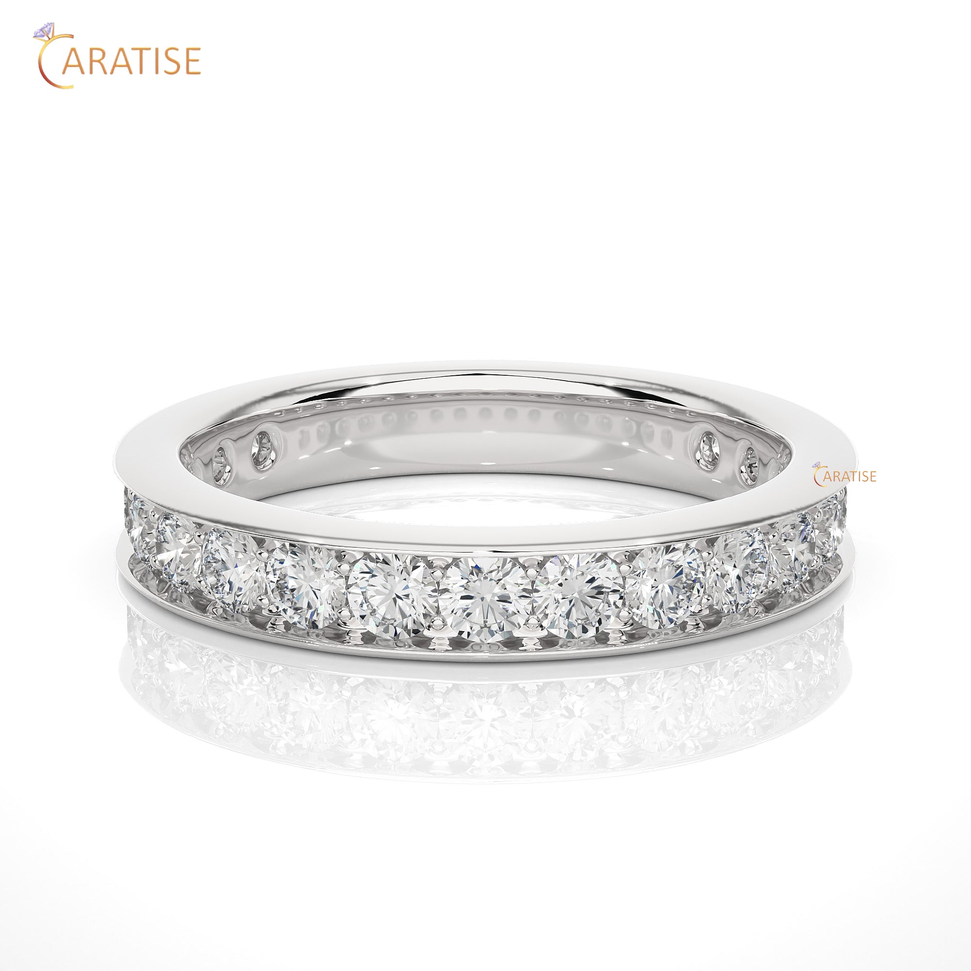 1.12 TDW Round Cut Moissanite Diamond Band Ring 925 Silver