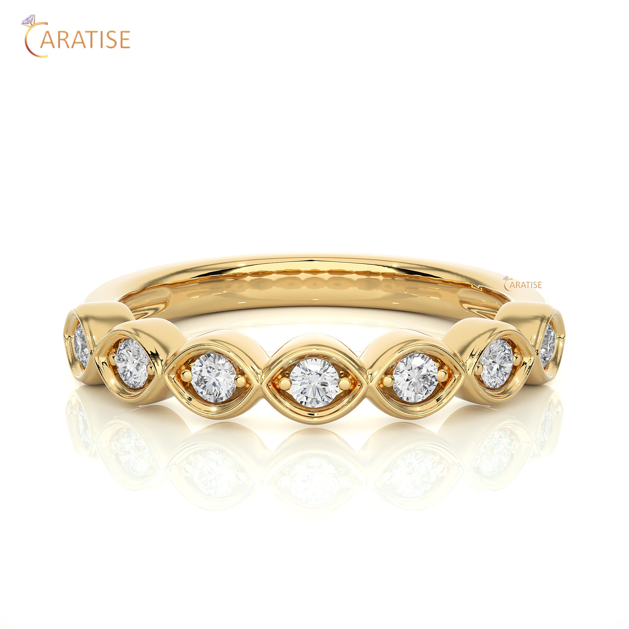 0.21 TDW Round Cut Moissanite Diamond Band Ring 925 Silver