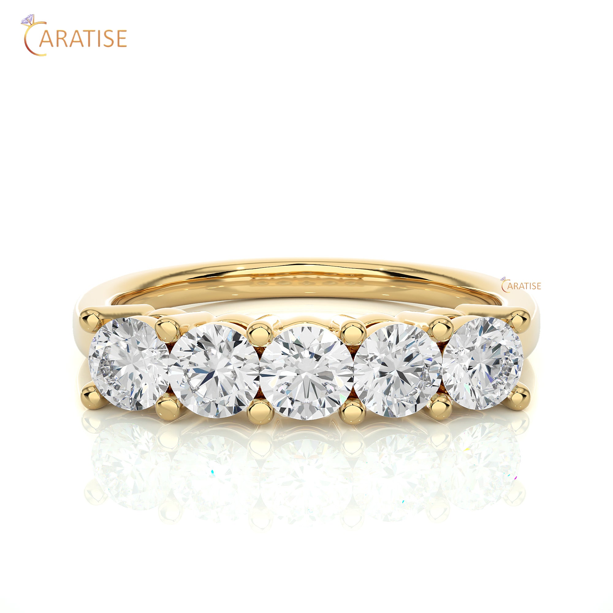 0.52 TDW Round Cut Moissanite Diamond Band Ring 925 Silver