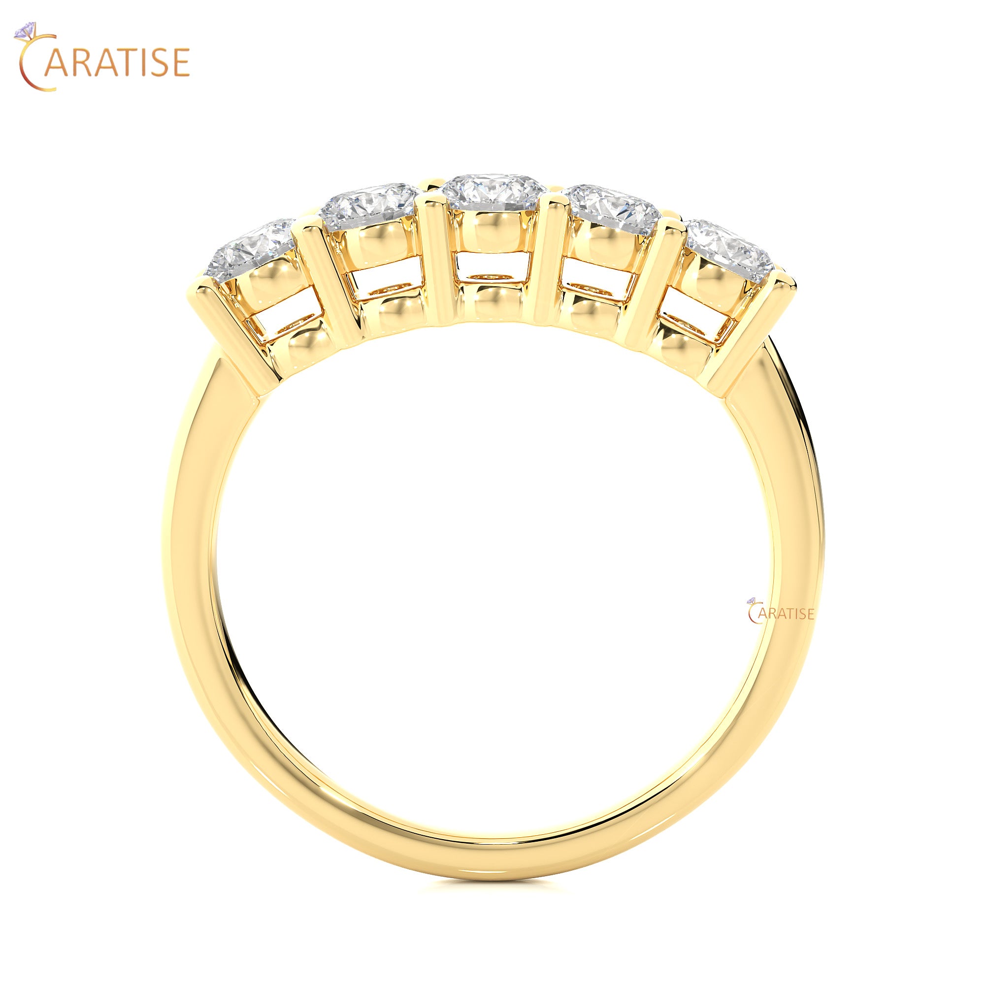 0.52 TDW Round Cut Moissanite Diamond Band Ring 925 Silver