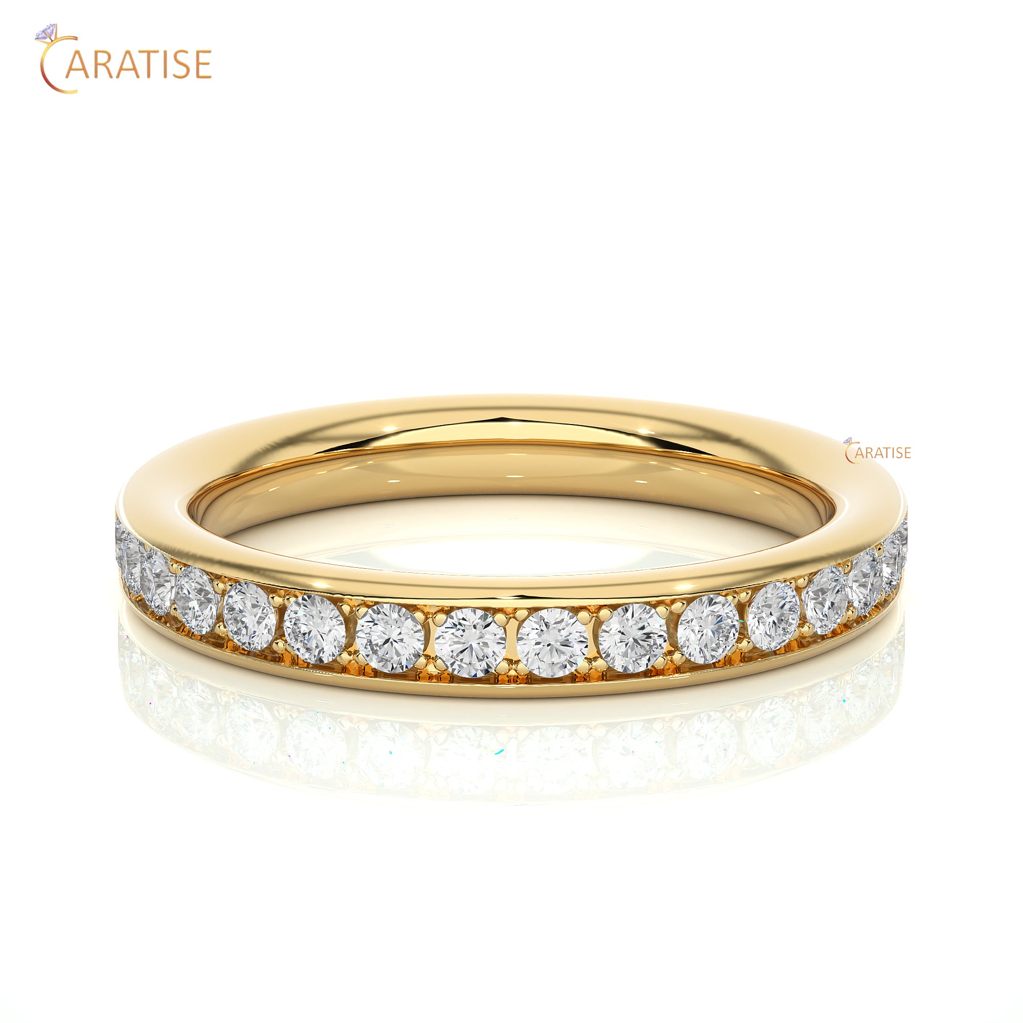 0.35 TDW Round Cut Moissanite Diamond Band Ring 925 Silver