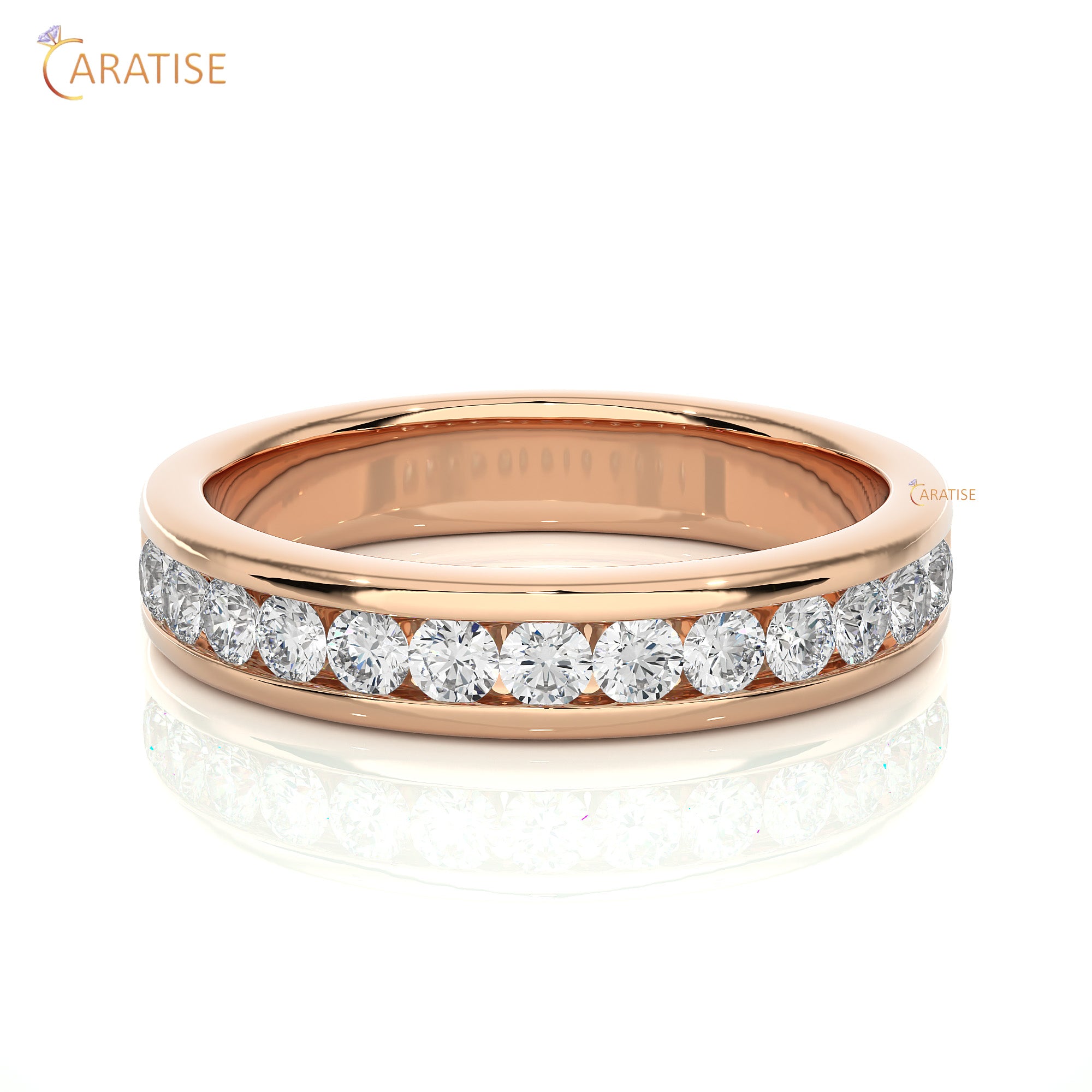 0.52 TDW Round Cut Moissanite Diamond Band Ring 925 Silver