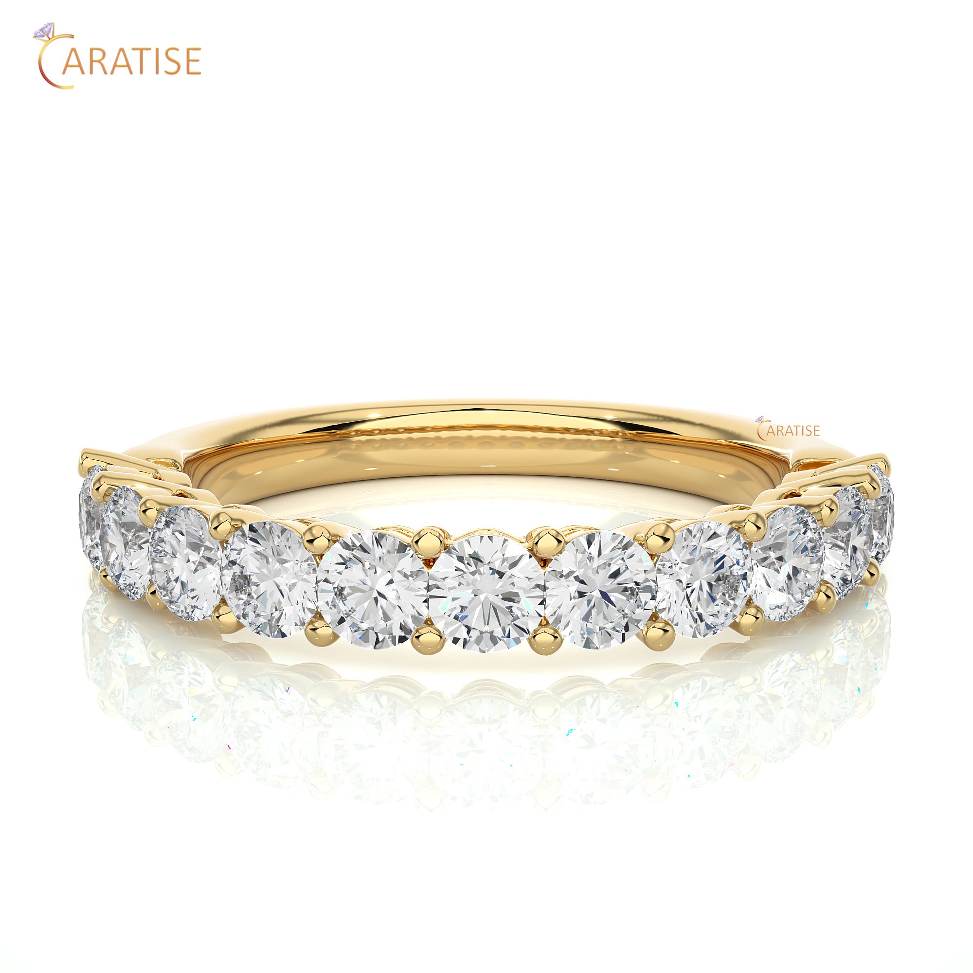 1.10 TDW Round Cut Moissanite Diamond Band Ring 925 Silver