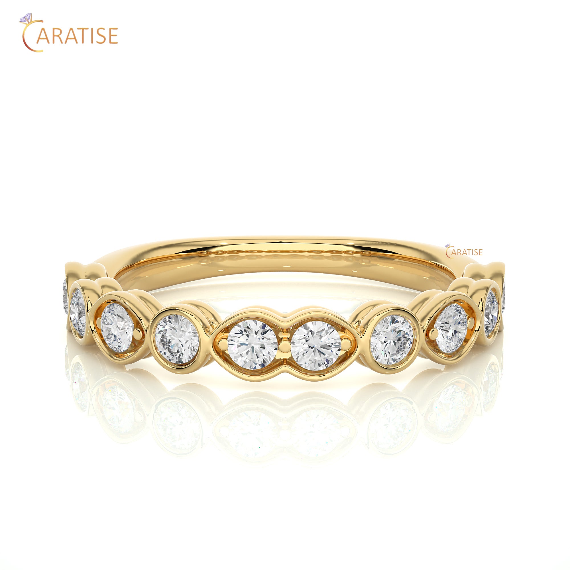 0.67 TDW Round Cut Moissanite Diamond Band Ring 925 Silver