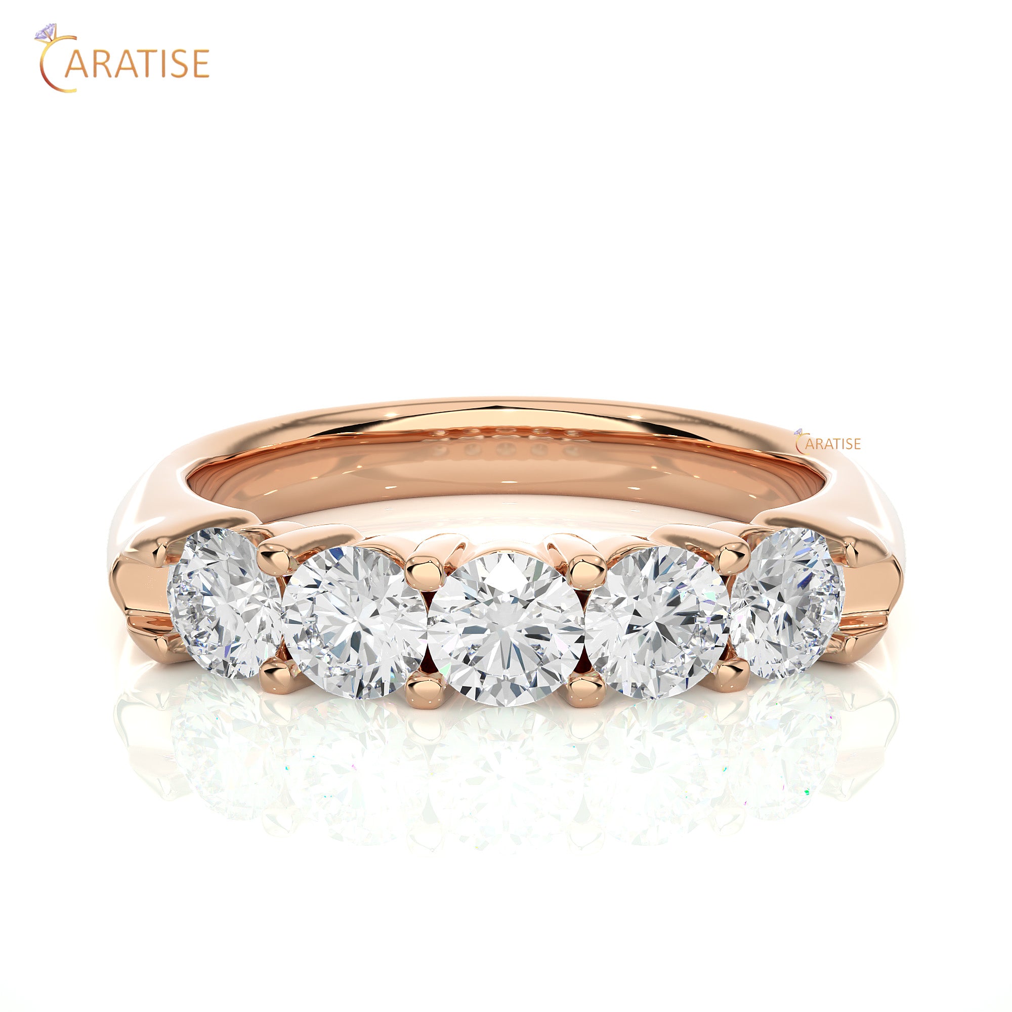 1.11 TDW Round Cut Moissanite Diamond Band Ring 925 Silver