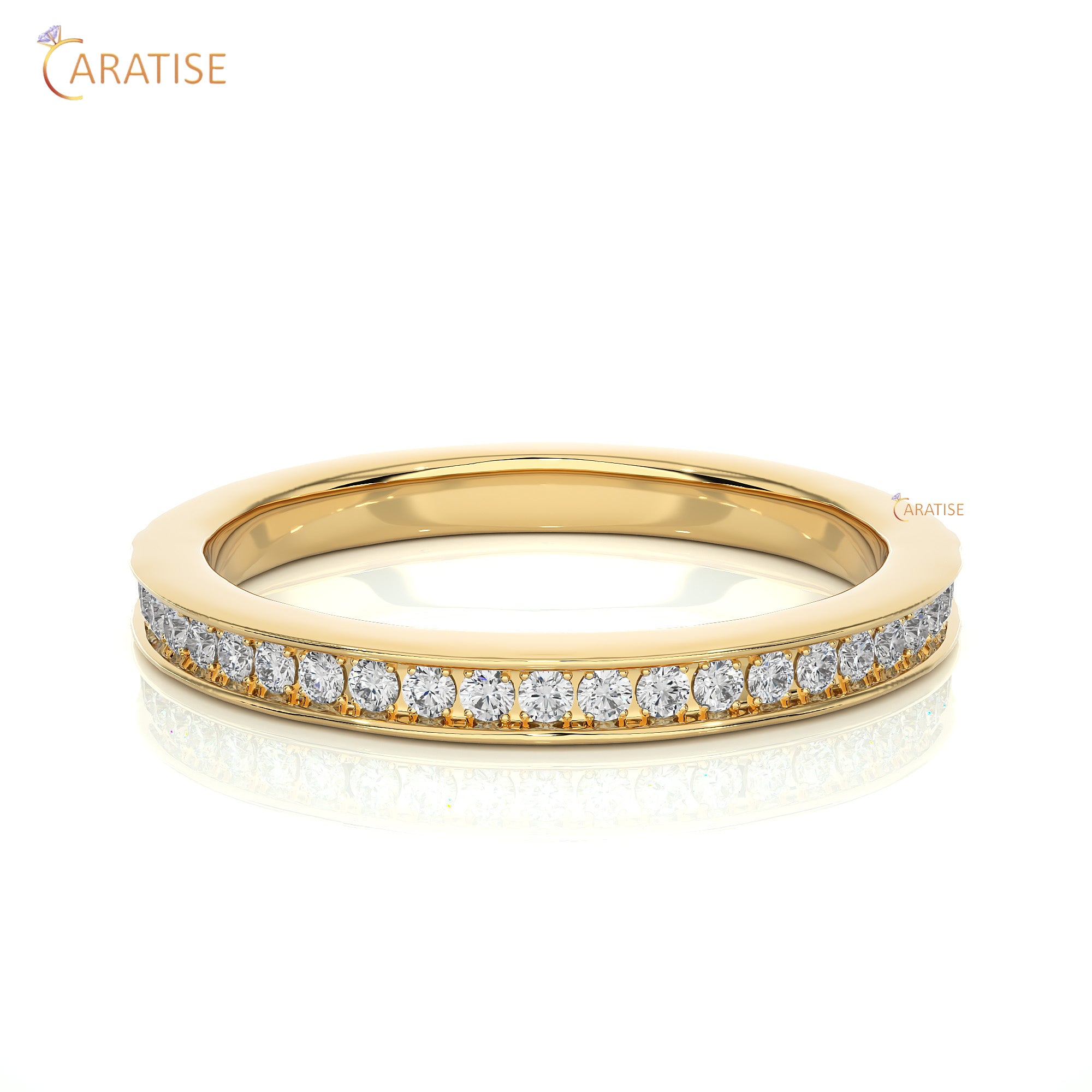 0.19 TDW Round Cut Moissanite Diamond Band Ring 925 Silver