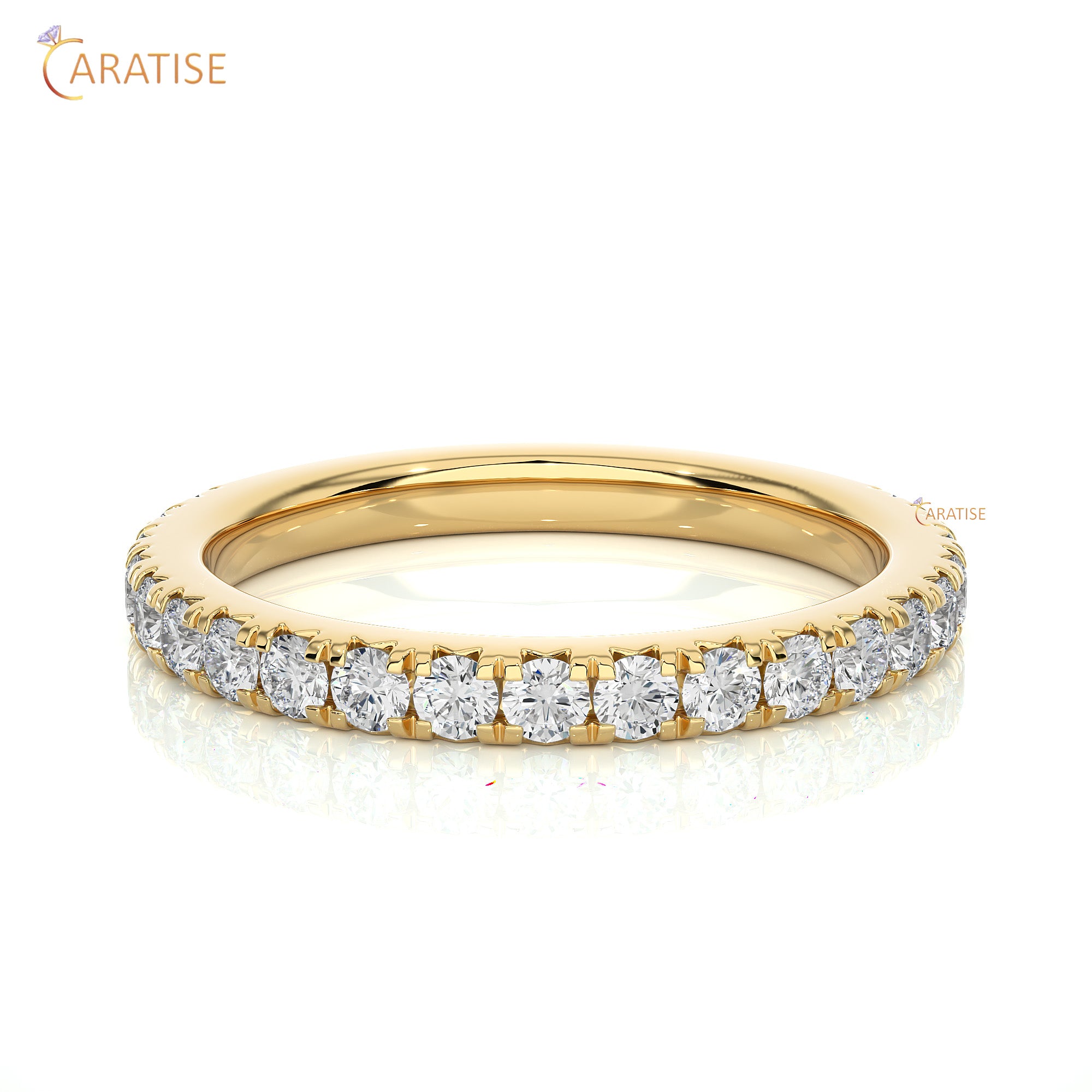 0.73 TDW Round Cut Moissanite Diamond Band Ring 925 Silver