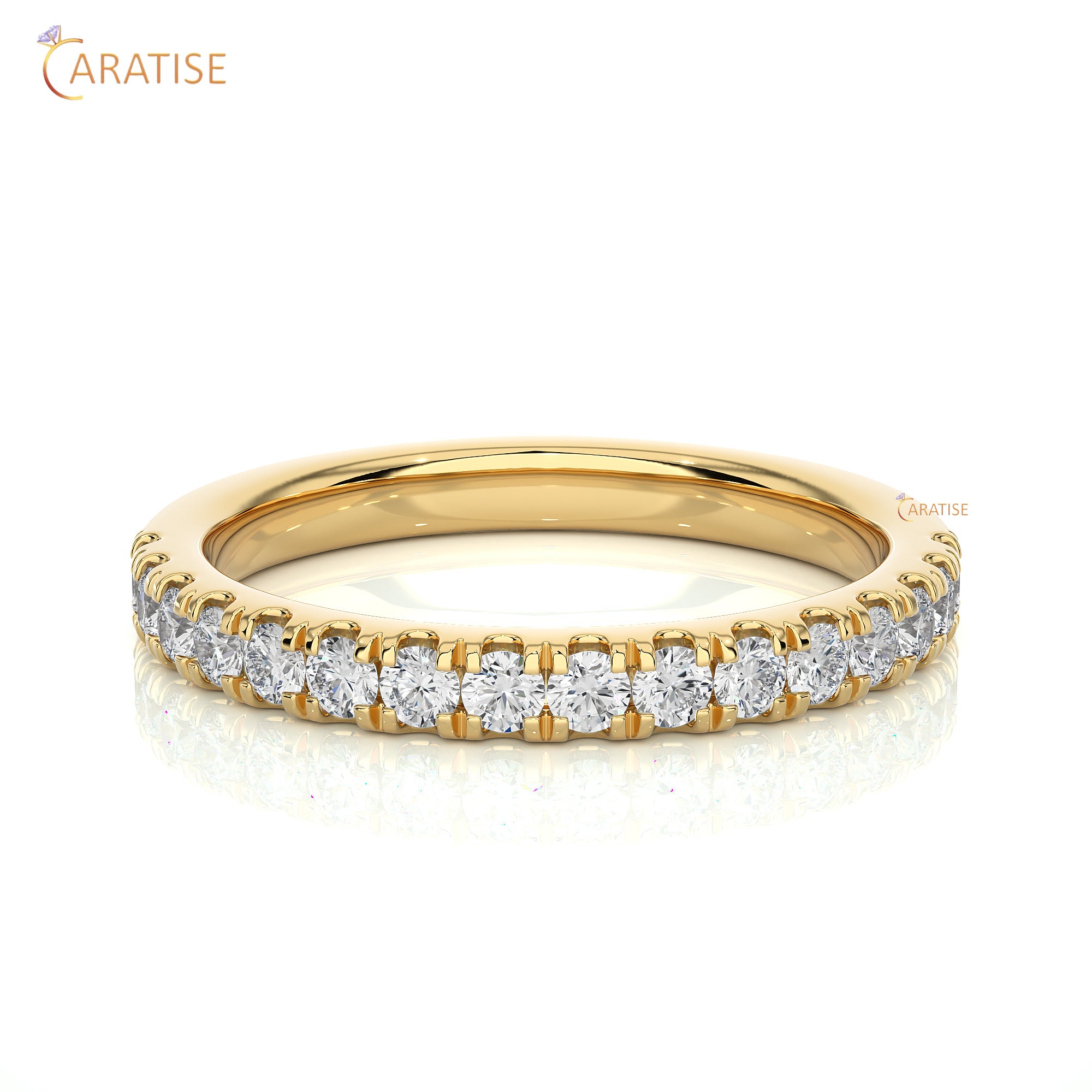 0.56 TDW Round Cut Moissanite Diamond Band Ring 925 Silver