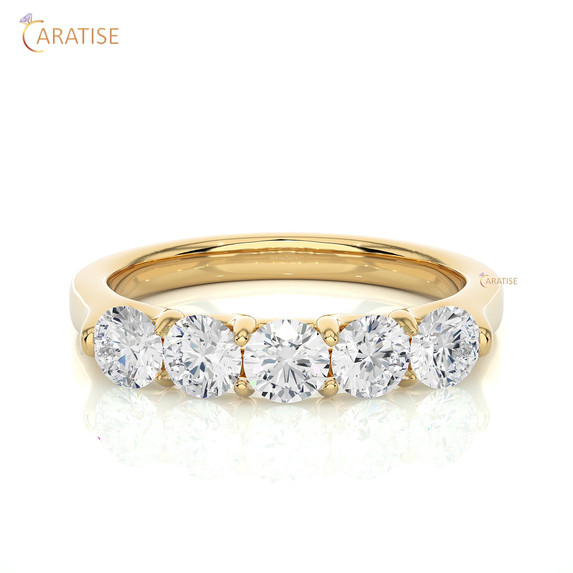 1.03 TDW Round Cut Moissanite Diamond Band Ring 925 Silver