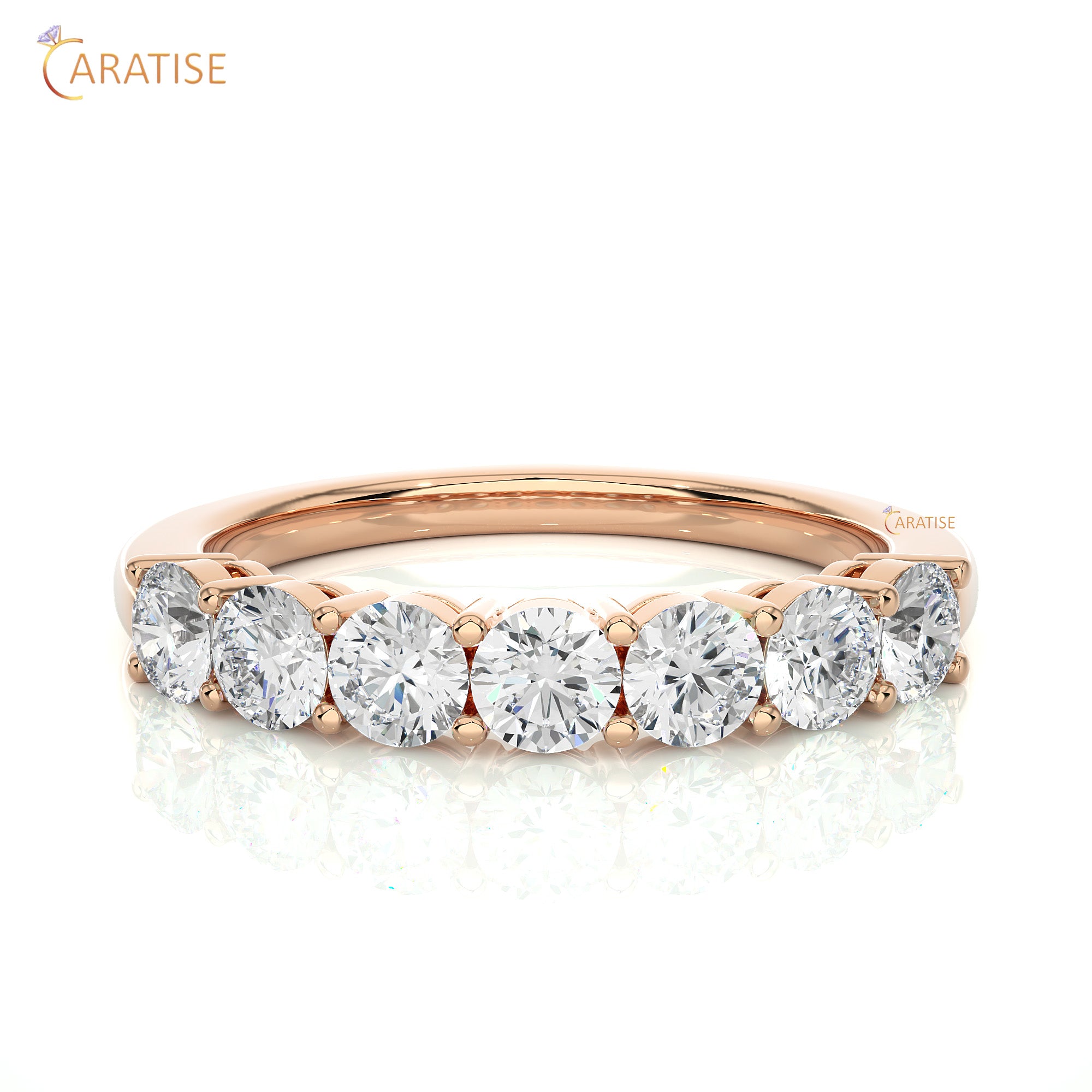 1.13 TDW Round Cut Moissanite Diamond Band Ring 925 Silver