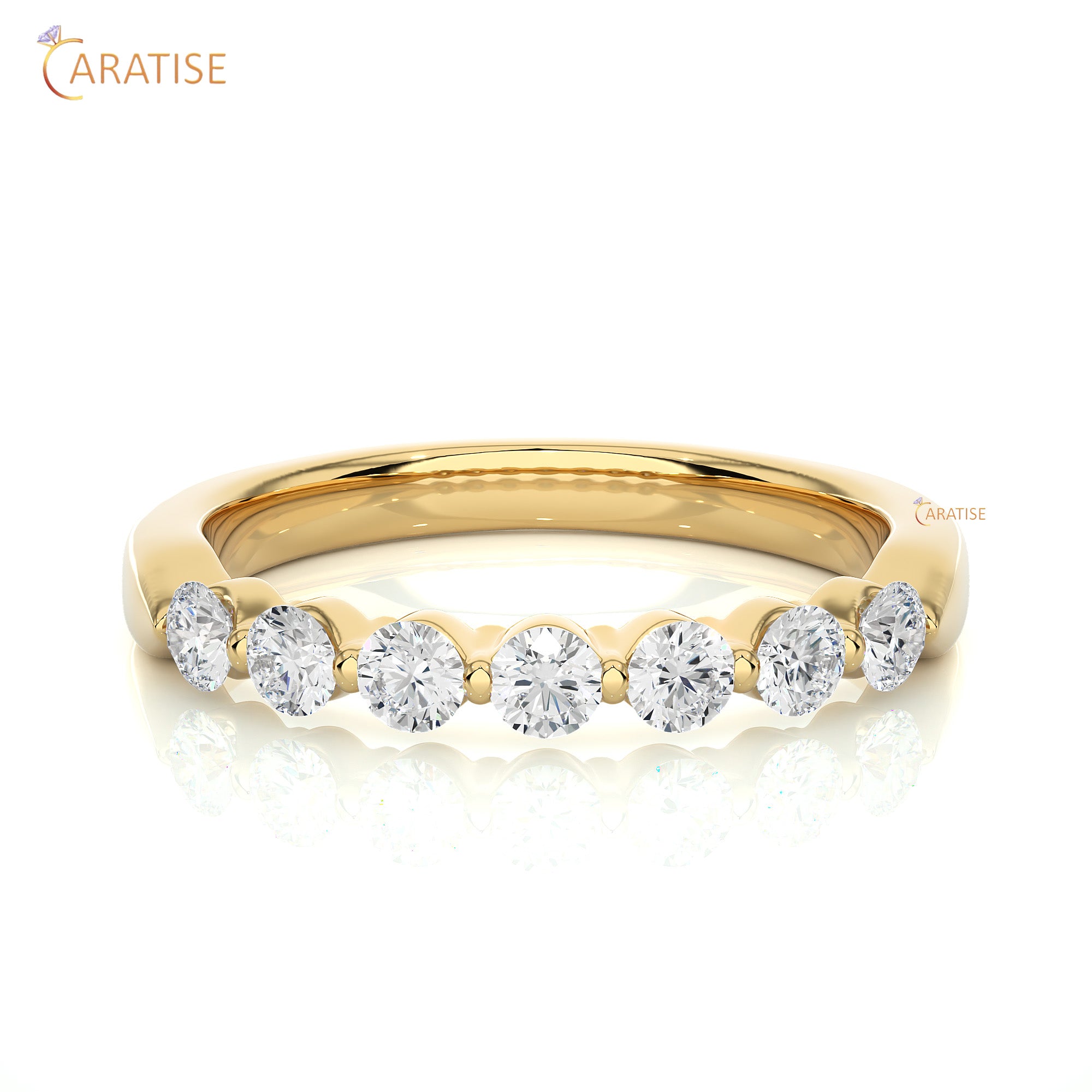 0.52 TDW Round Cut Moissanite Diamond Band Ring 925 Silver