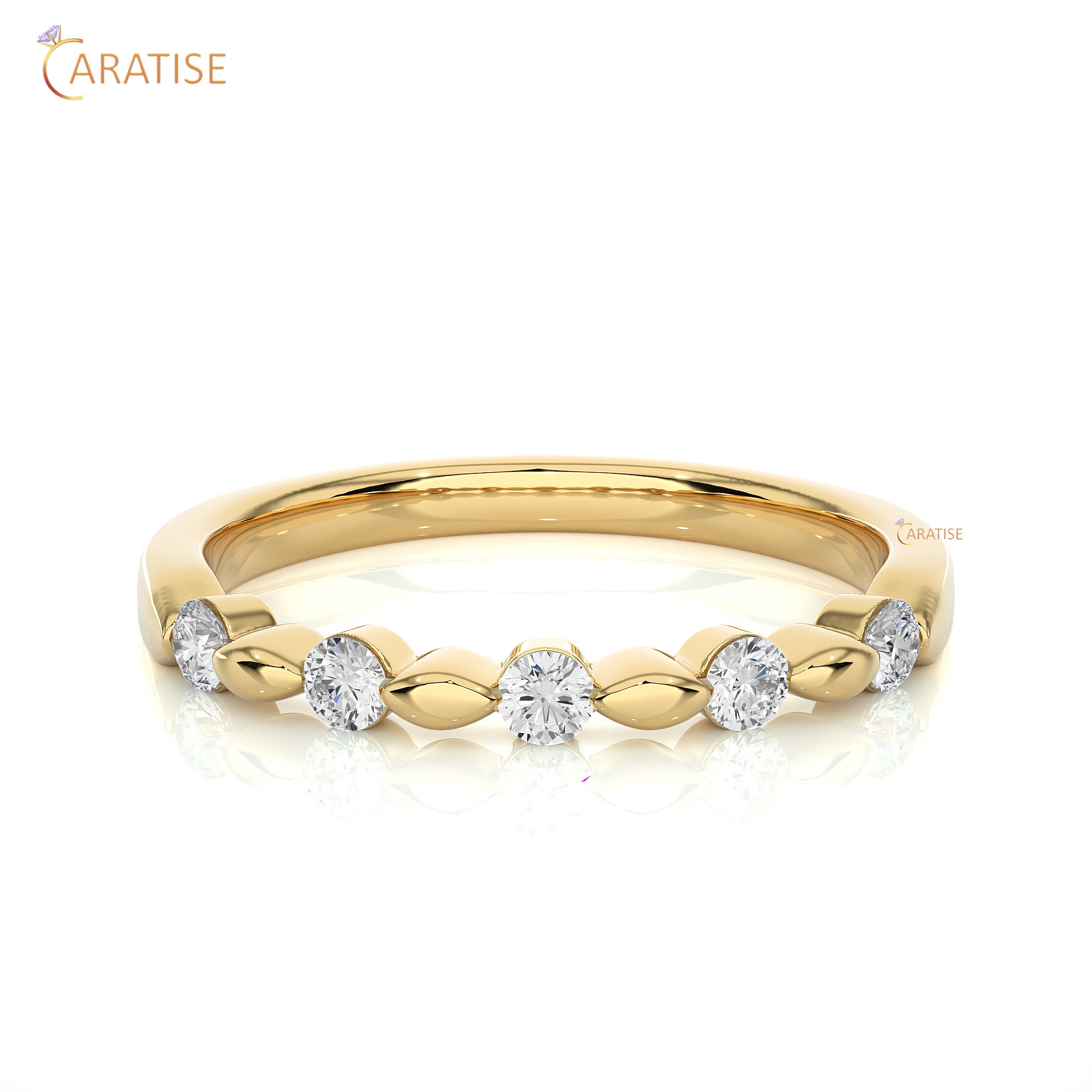 0.26 TDW Round Cut Moissanite Diamond Band Ring 925 Silver