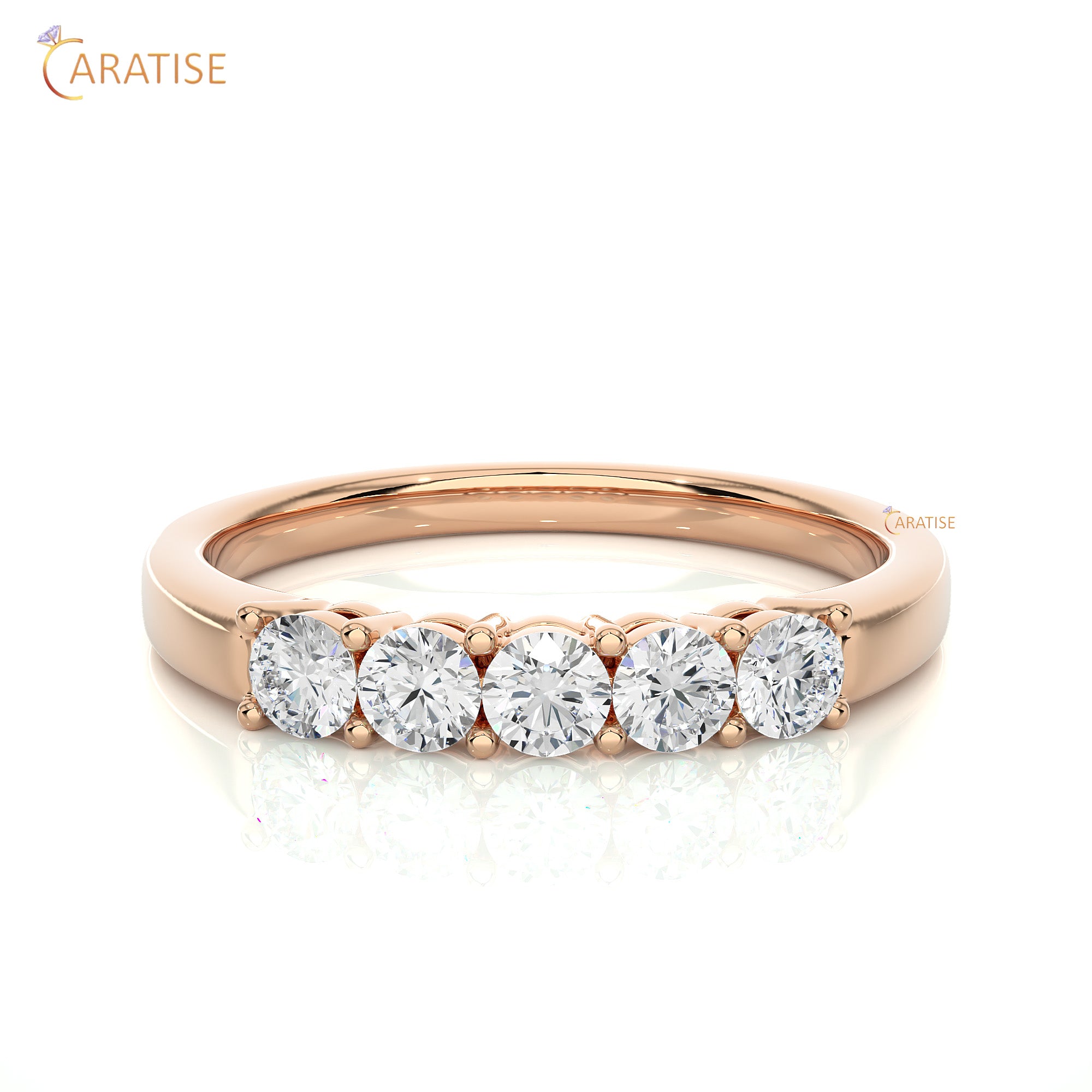 0.51 TDW Round Cut Moissanite Diamond Band Ring 925 Silver