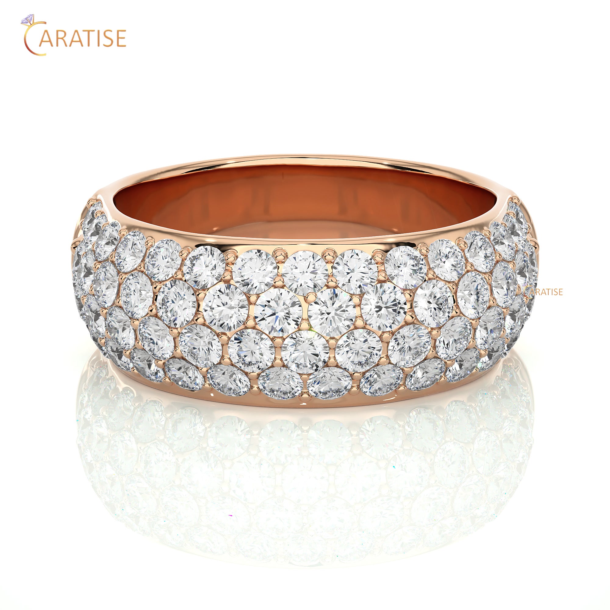 1.87 TDW Round Cut Moissanite Diamond Band Ring 925 Silver