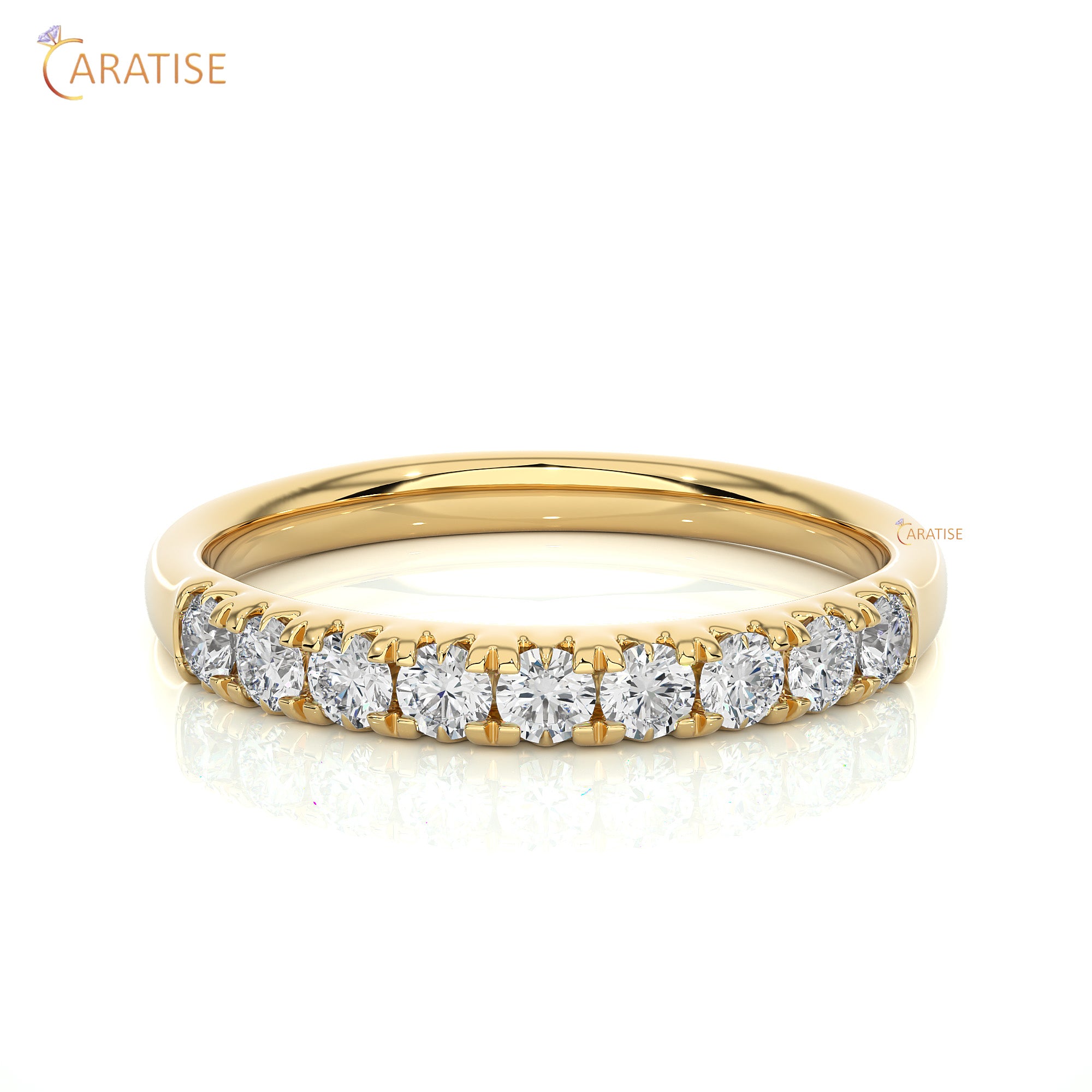 0.47 TDW Round Cut Moissanite Diamond Band Ring 925 Silver