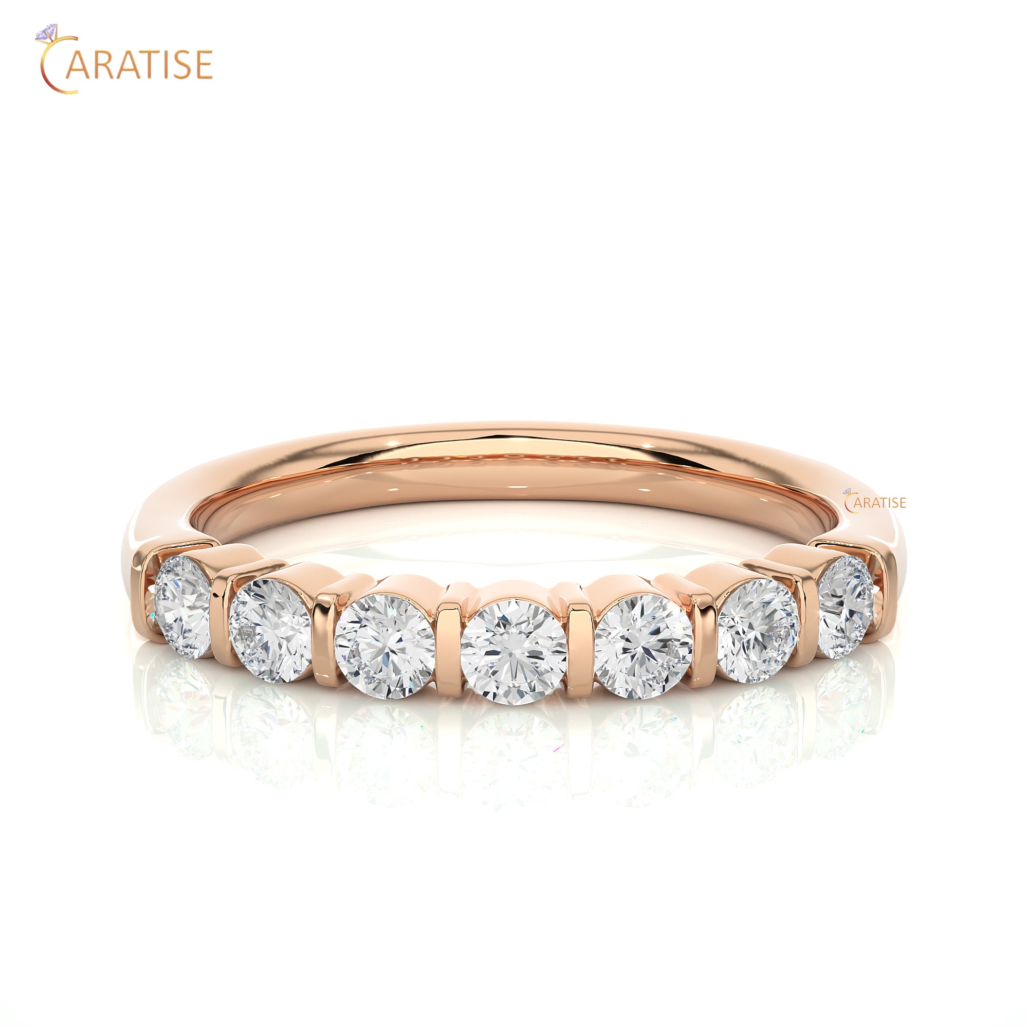 0.52 TDW Round Cut Moissanite Diamond Band Ring 925 Silver