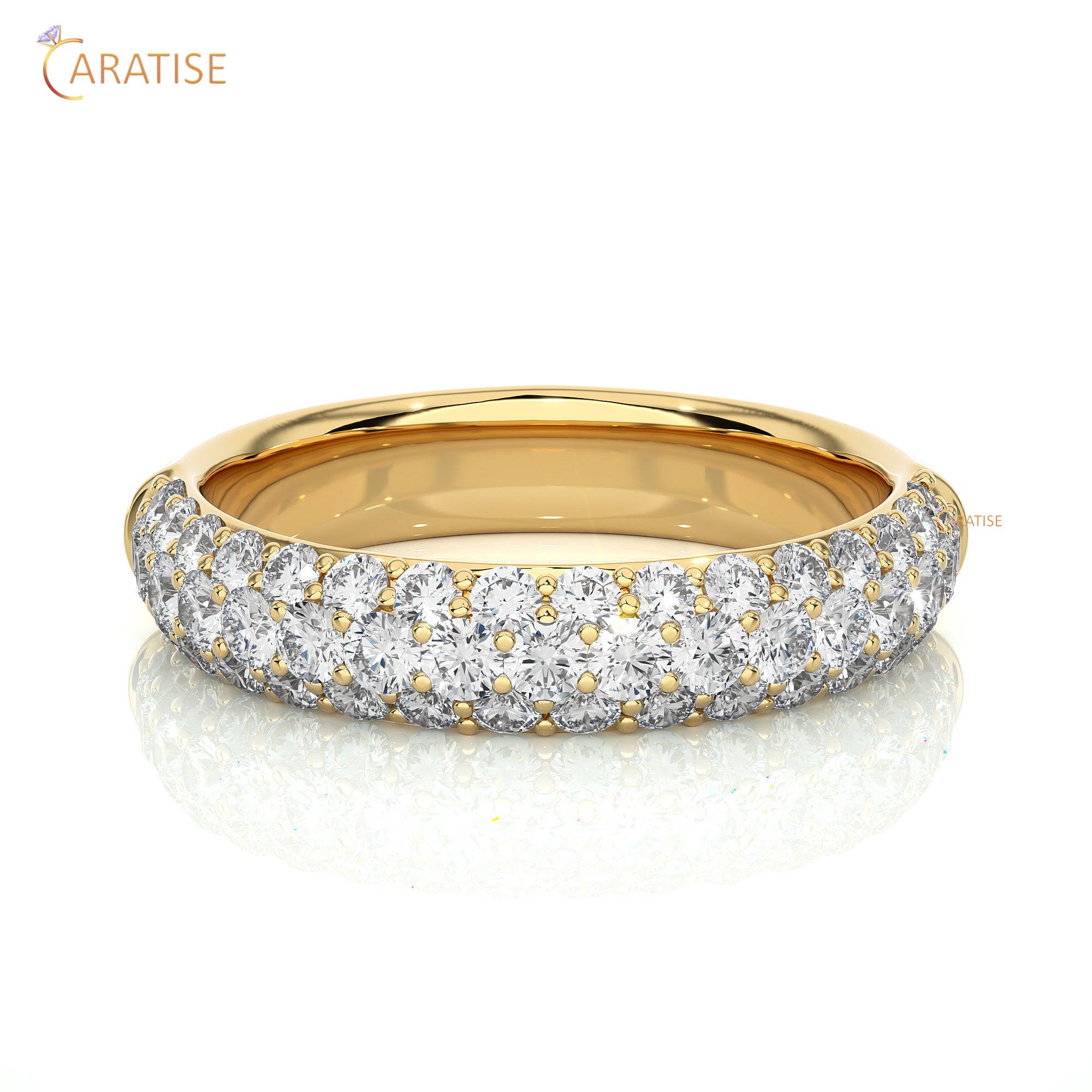 0.93 TDW Round Cut  Moissanite Diamond Band Ring 925 Silver