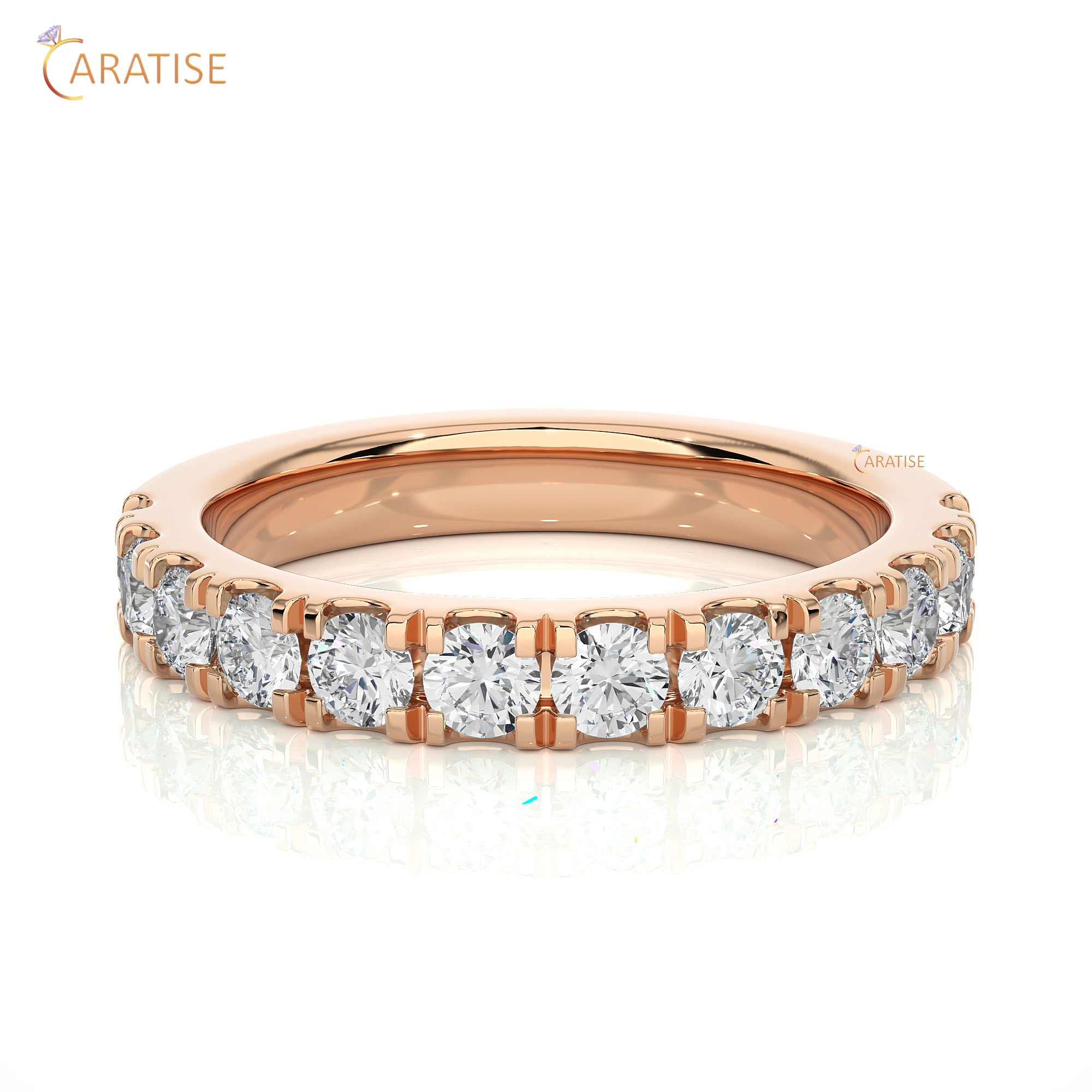 0.99 TDW Round Cut Moissanite Diamond Band Ring 925 Silver