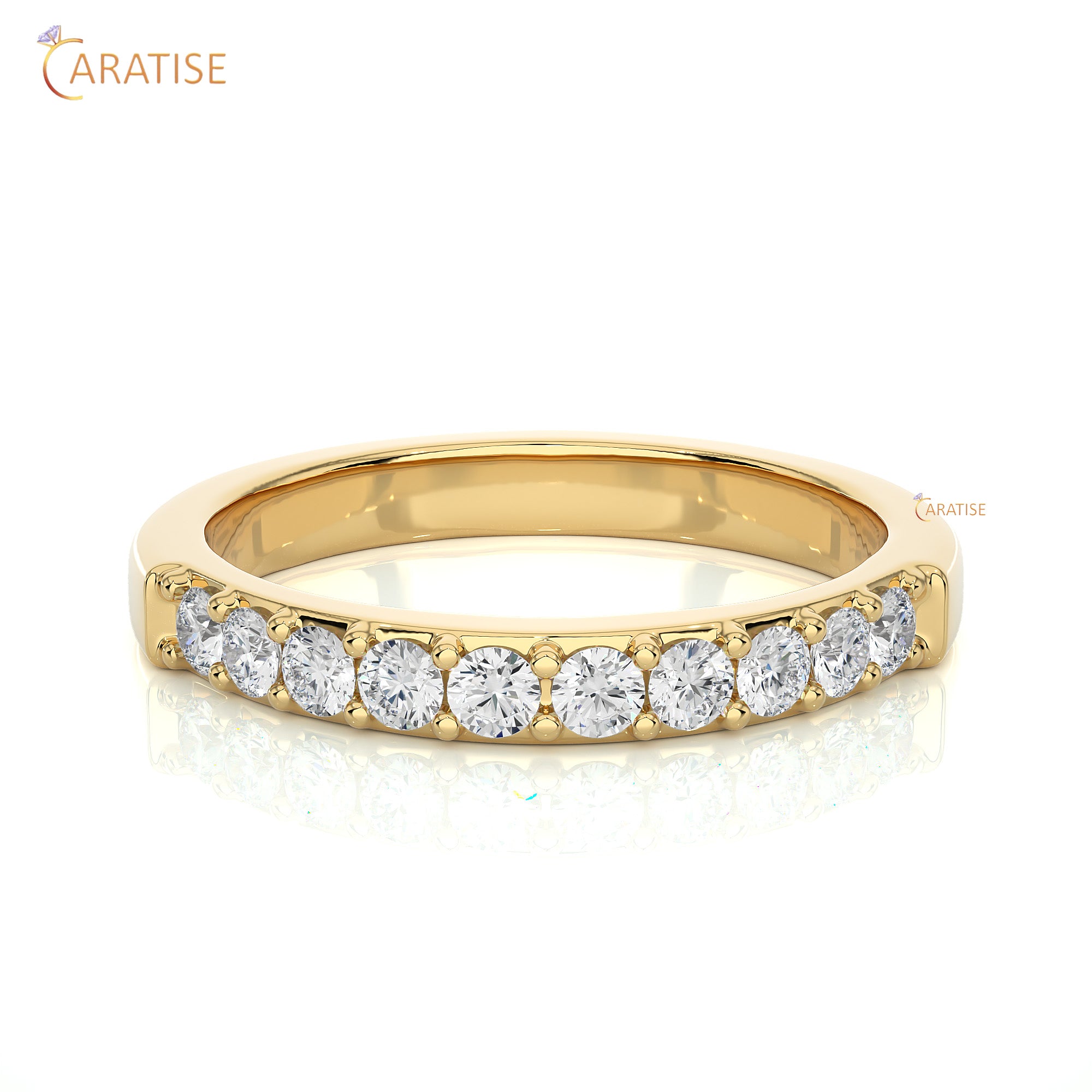 0.40 TDW Round Cut Moissanite Diamond Band Ring 925 Silver