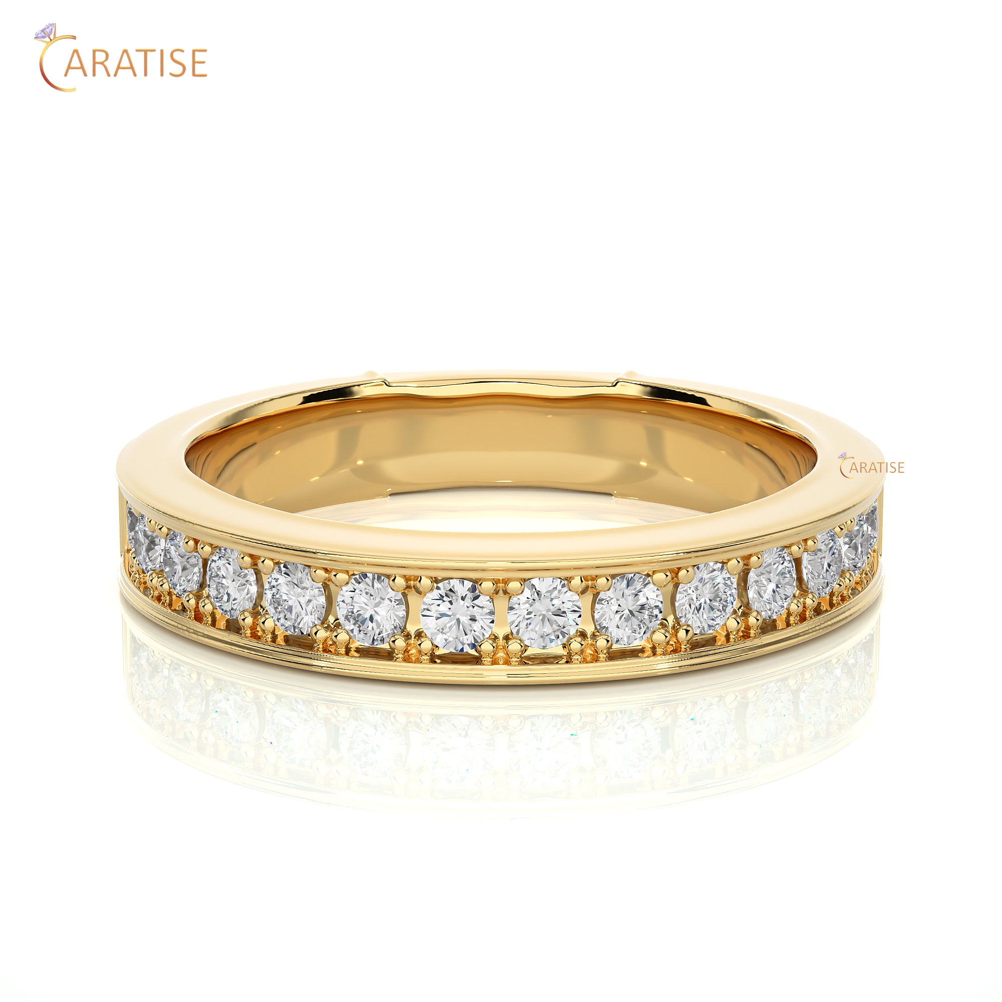 0.49 TDW Round Cut Moissanite Diamond Band Ring 925 Silver